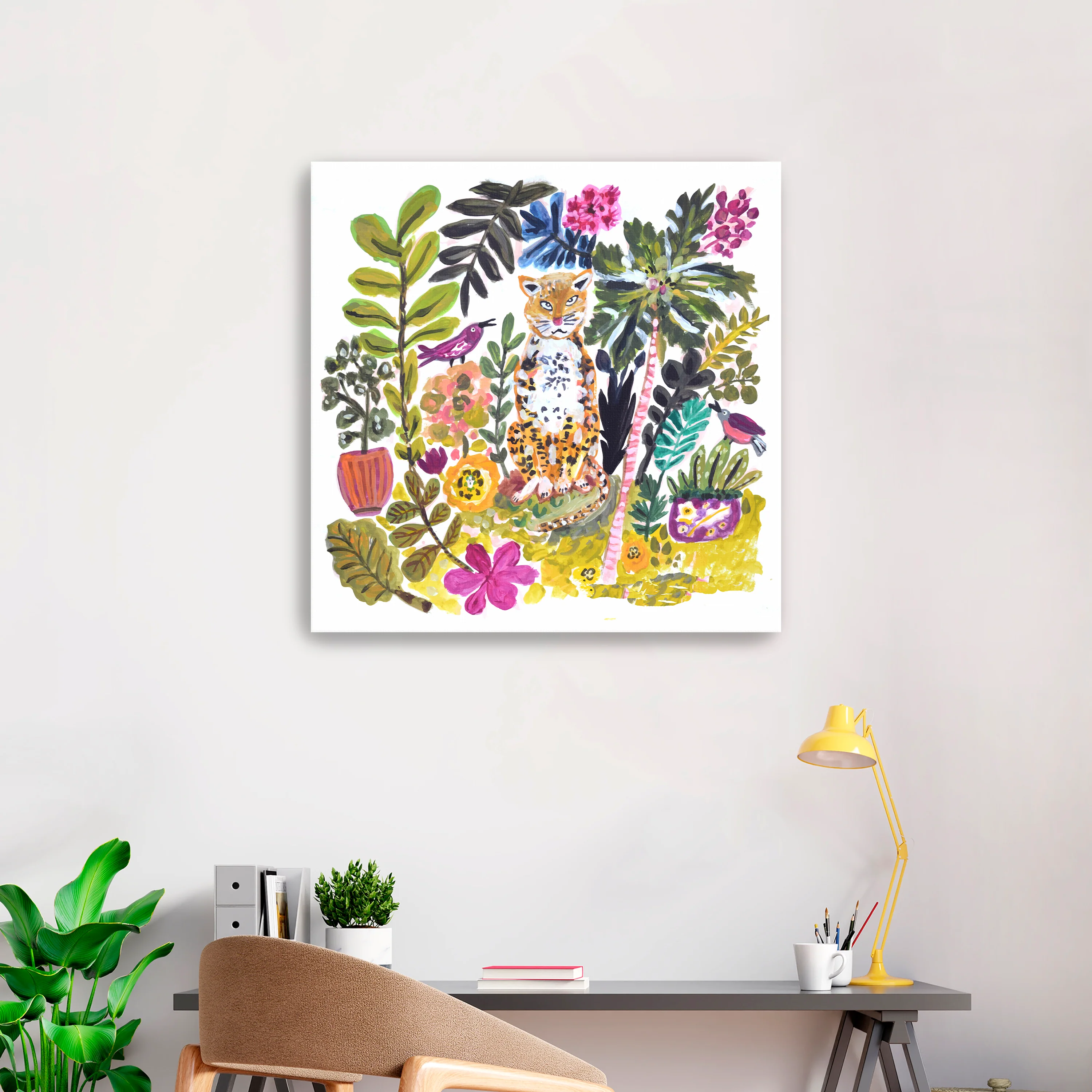 Tiger With Purple Flower I Canvas Giclee - Image 2