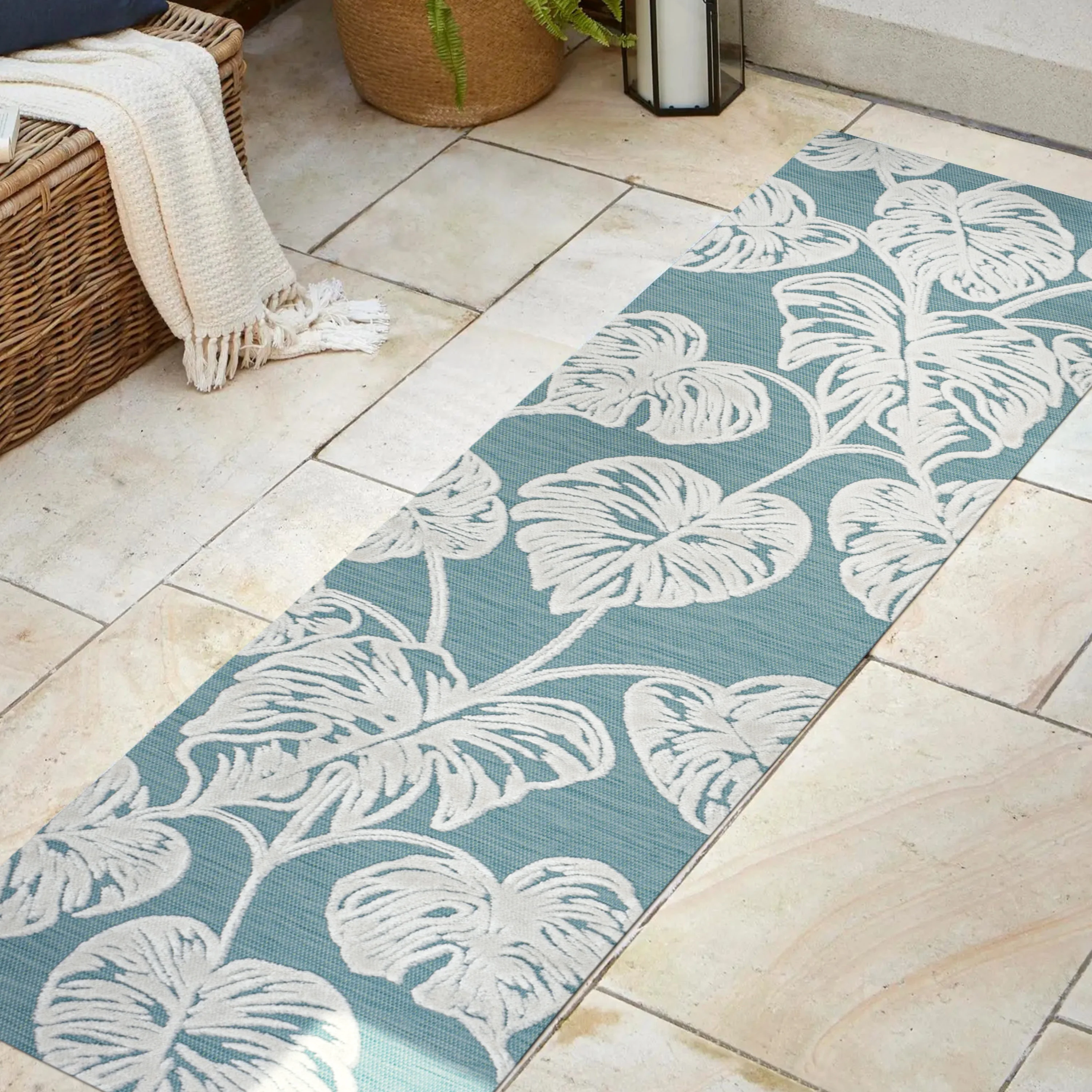 Tobago High-Low Two-Tone Monstera Leaf Indoor/Outdoor Area Rug - Image 16