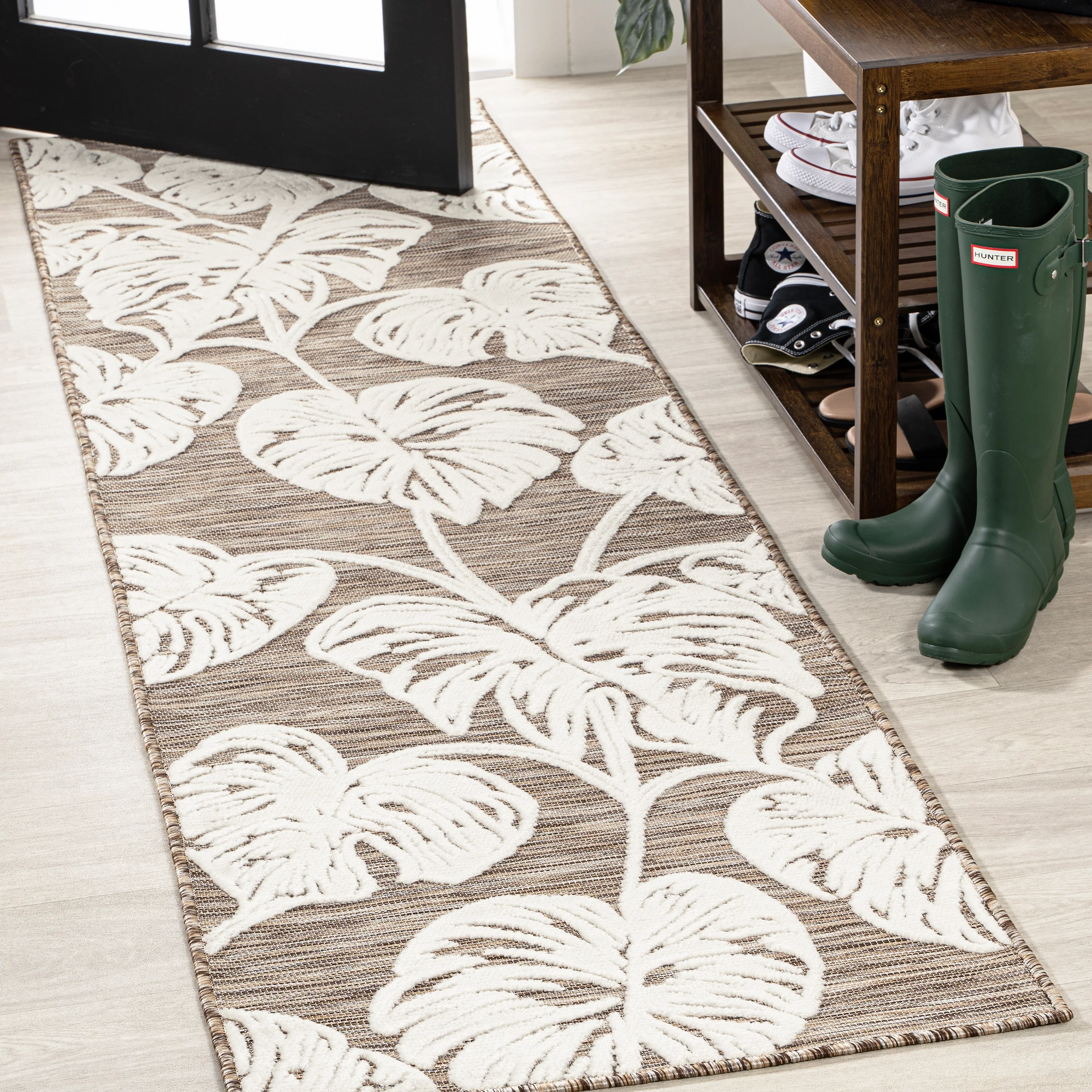 Tobago High-Low Two-Tone Monstera Leaf Indoor/Outdoor Area Rug - Image 21