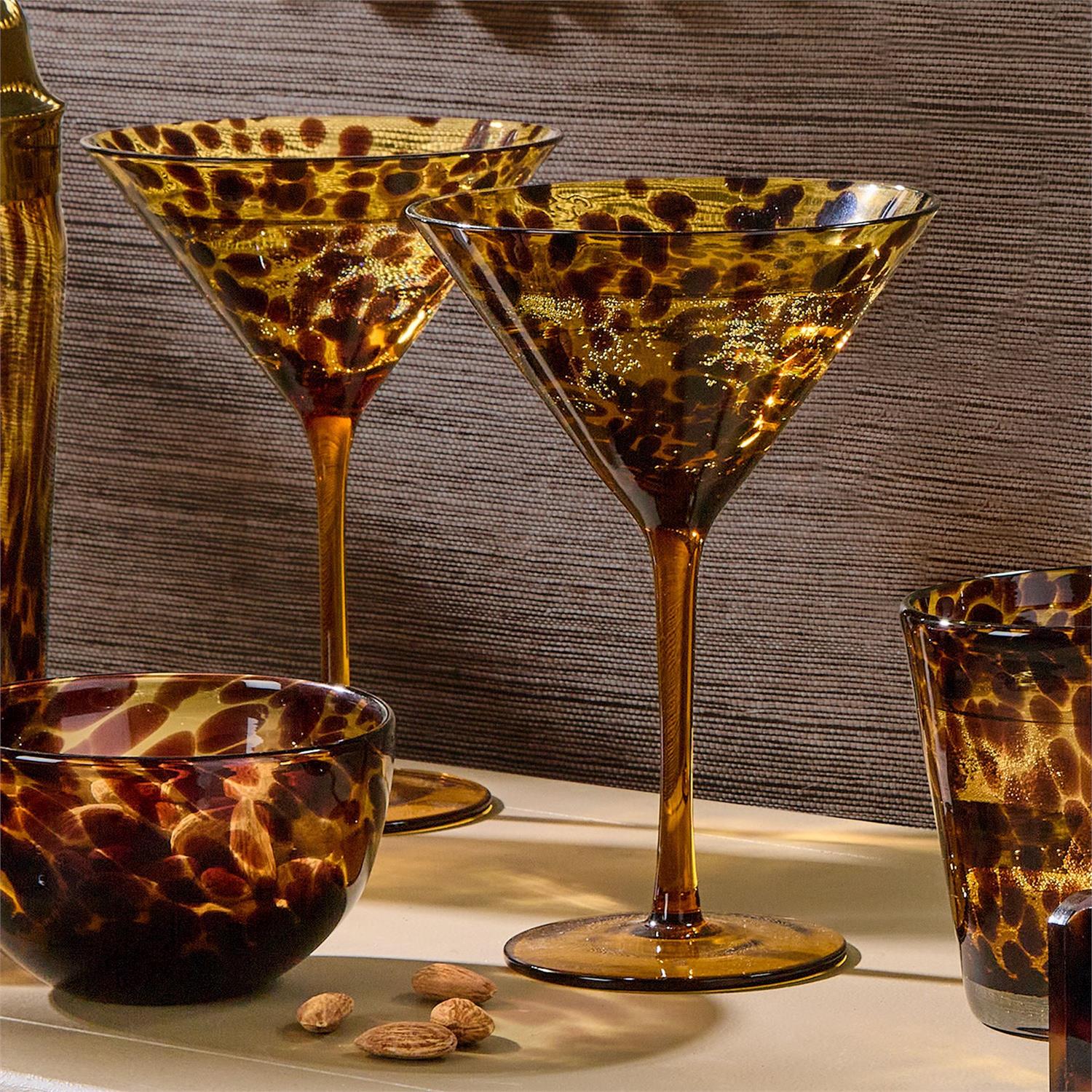 Tortoise Print Martini Glass, Set of 4 - Image 2