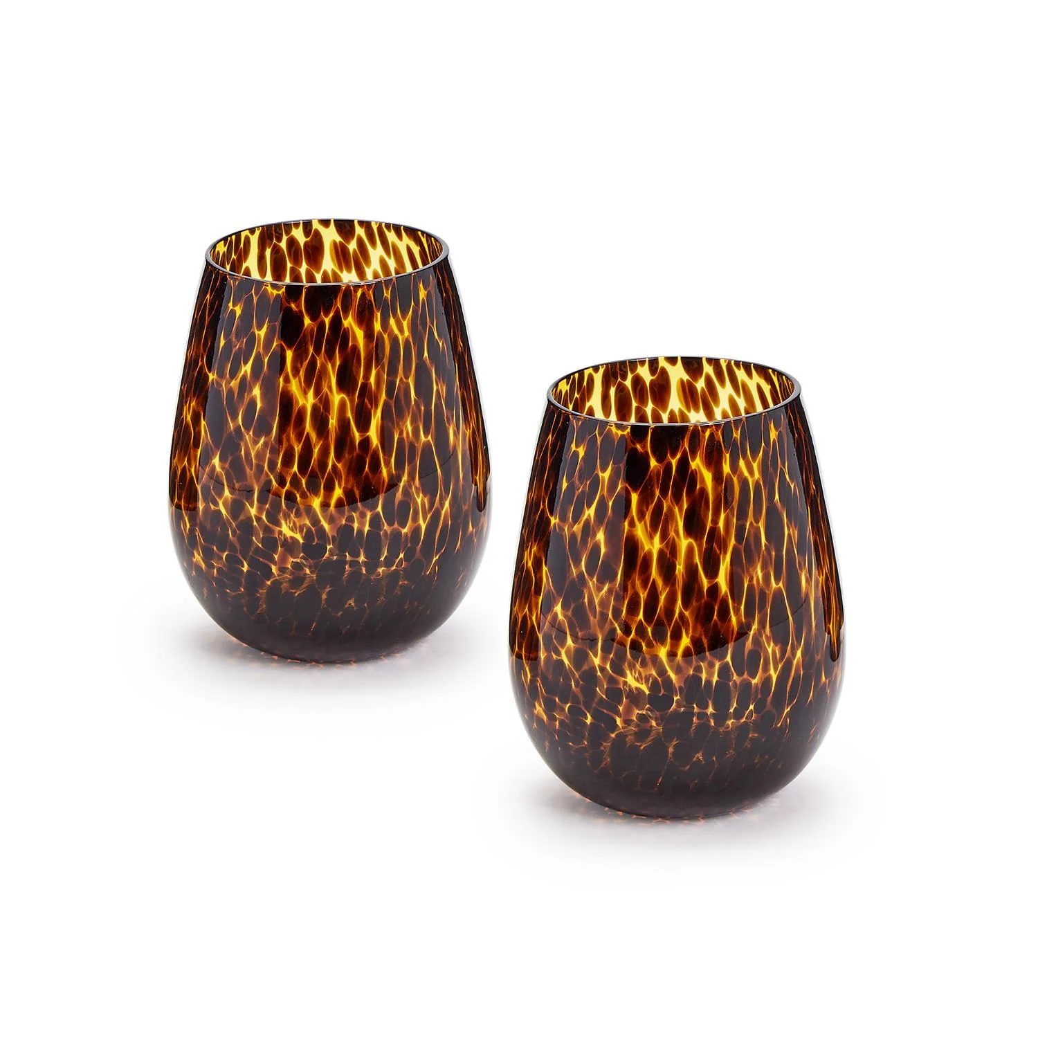Tortoise Print Stemless Wine Glass, Set of 4 - Image 4