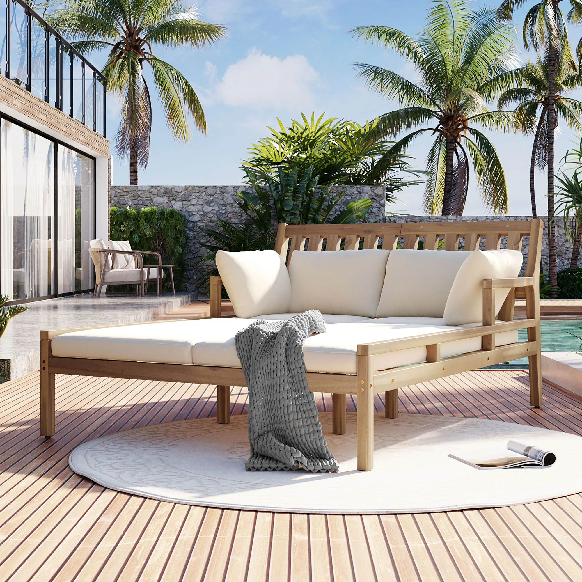 Outdoor Armrest Daybed with Cushions - Image 21