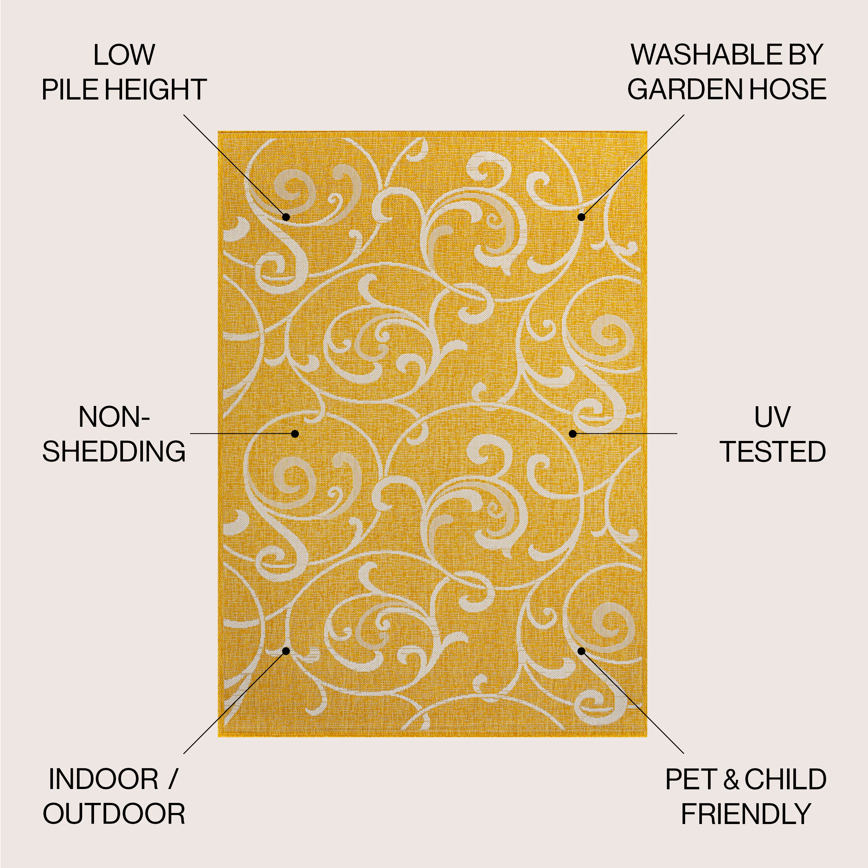 Maribel Traditional Classic All-Over Scroll Indoor/Outdoor Area Rug - Image 4
