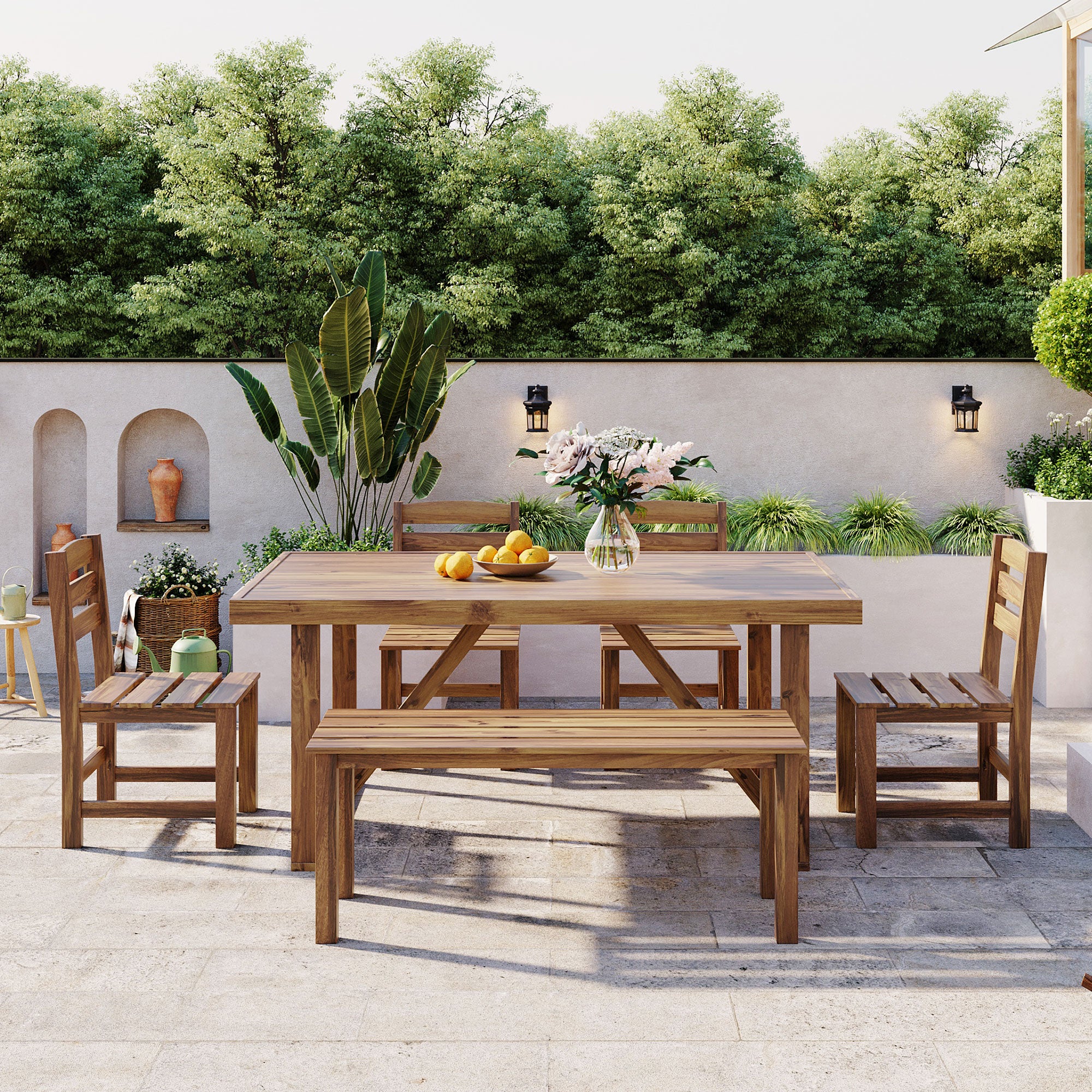Acacia Wood Outdoor Dining Set - Image 4