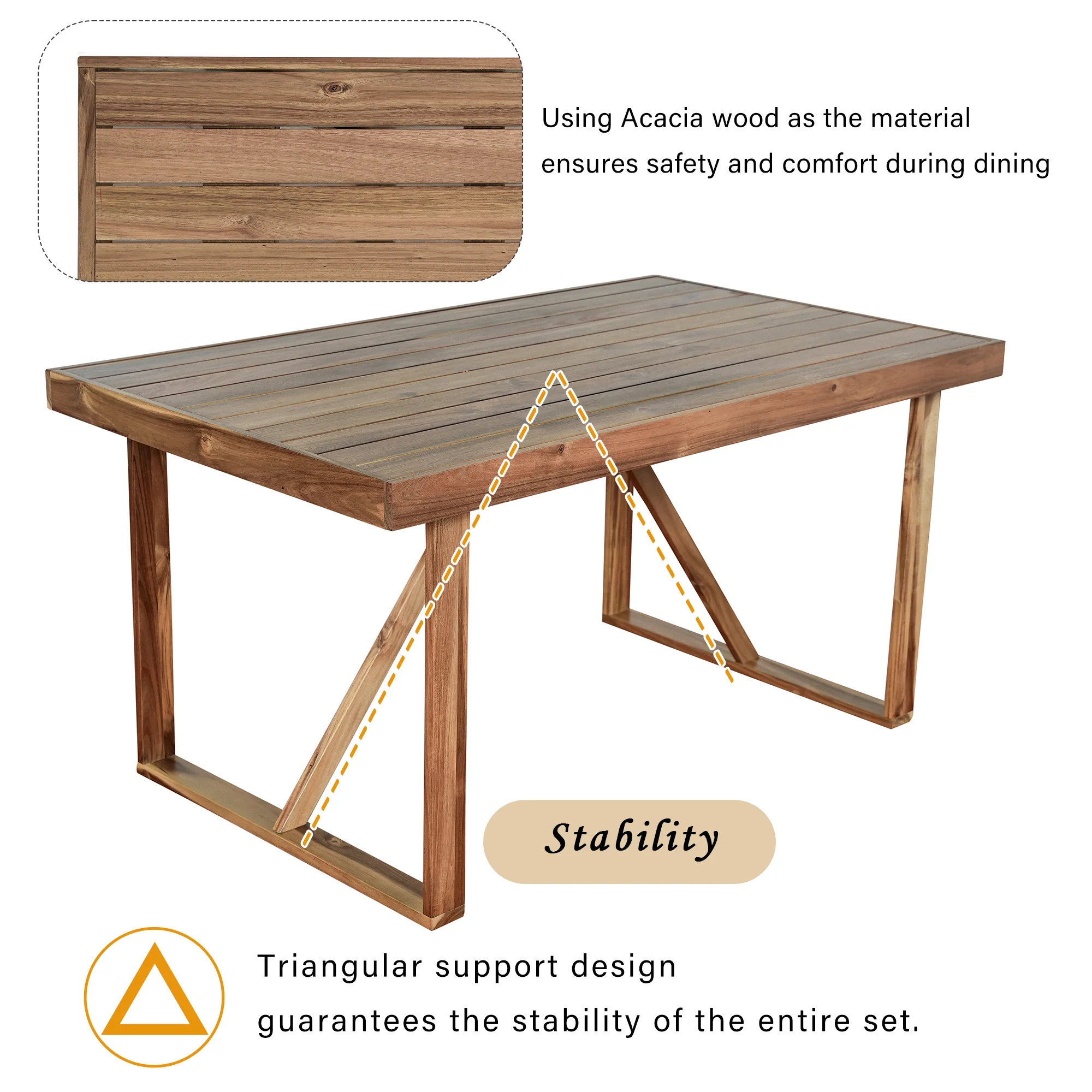 Acacia Wood Outdoor Dining Set - Image 8