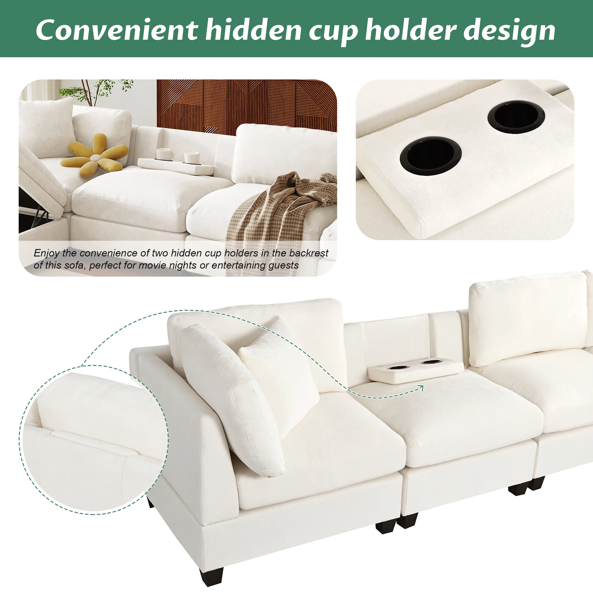 Modular Sofa with Storage Ottoman - Image 5