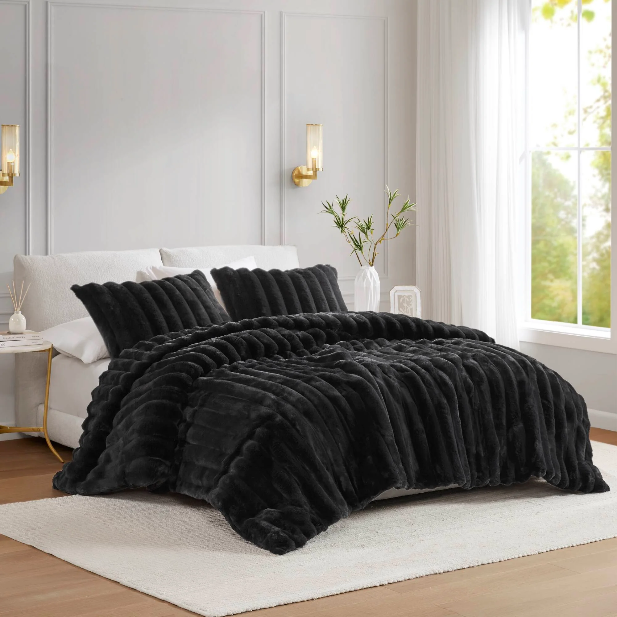 Ultrasoft Faux Fur Ribbed Comforter Set - Image 13