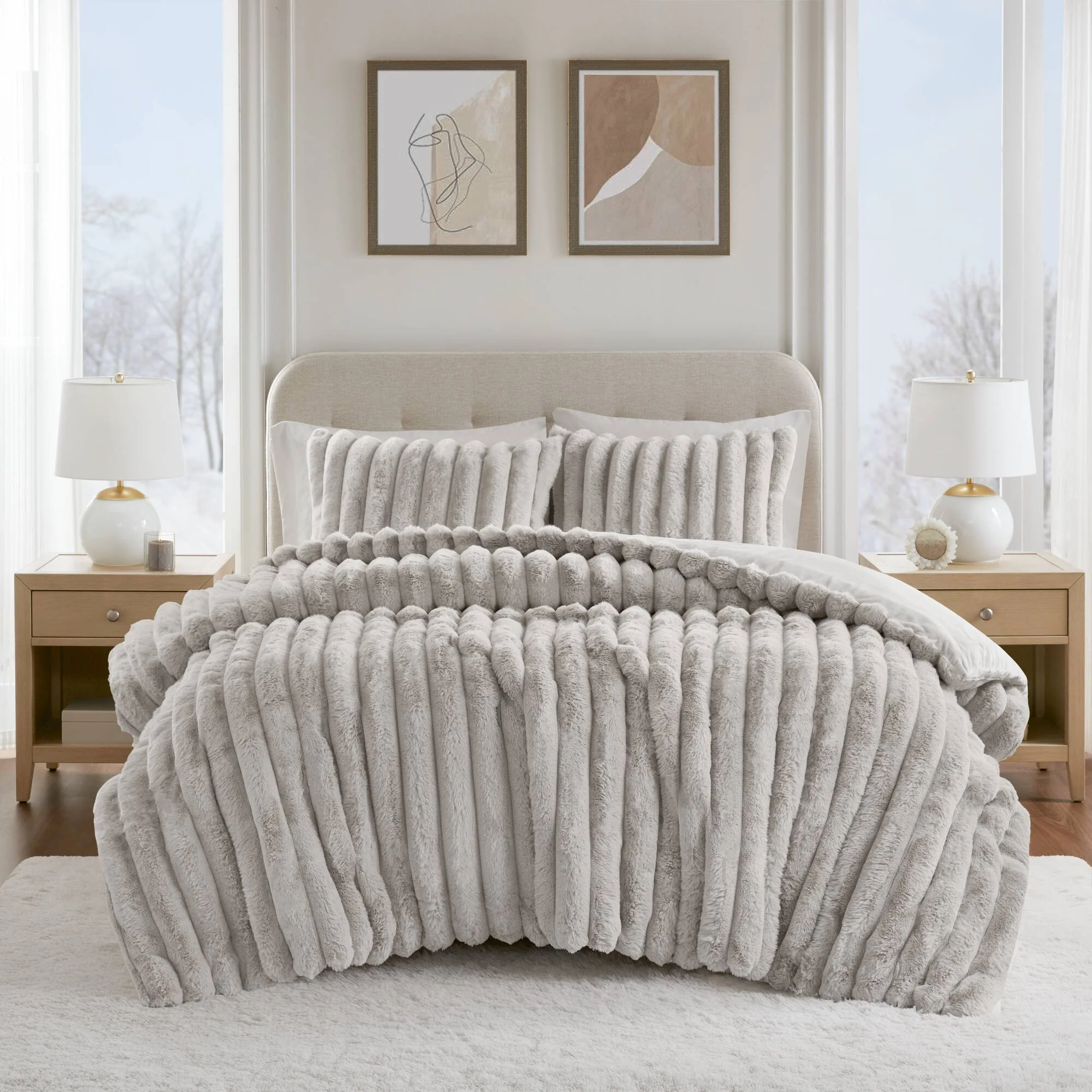 Ultrasoft Faux Fur Ribbed Comforter Set - Image 53
