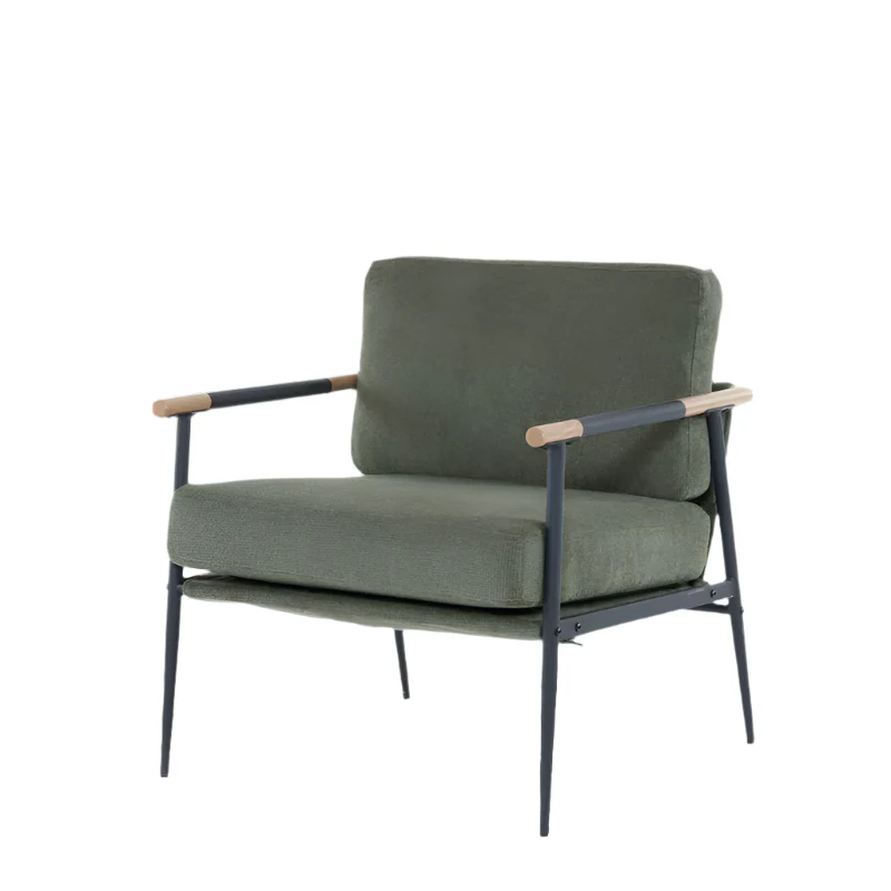 Upholstered Accent Chair with Metal Frame and Tapered Legs