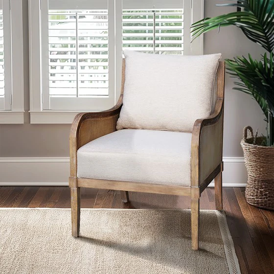 Upholstered Accent Chair with Removable Back Cushion and Curved Arms - Image 2