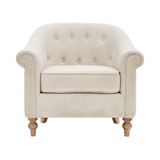 Upholstered Accent Chair with Rolled Arms and Turned Front Legs - Image 3