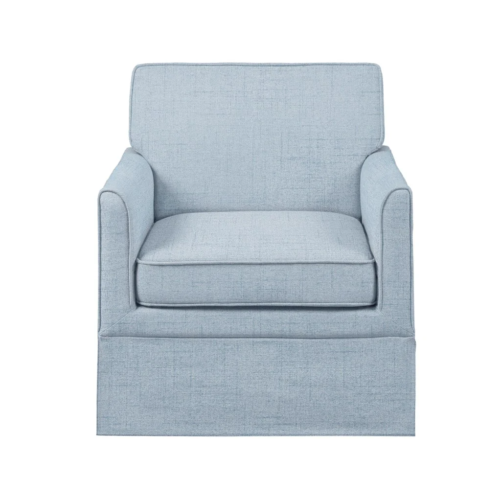 Upholstered Accent Chair with Skirted Base and Wood Frame - Image 15