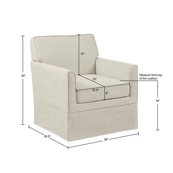 Upholstered Accent Chair with Skirted Base and Wood Frame - Image 6