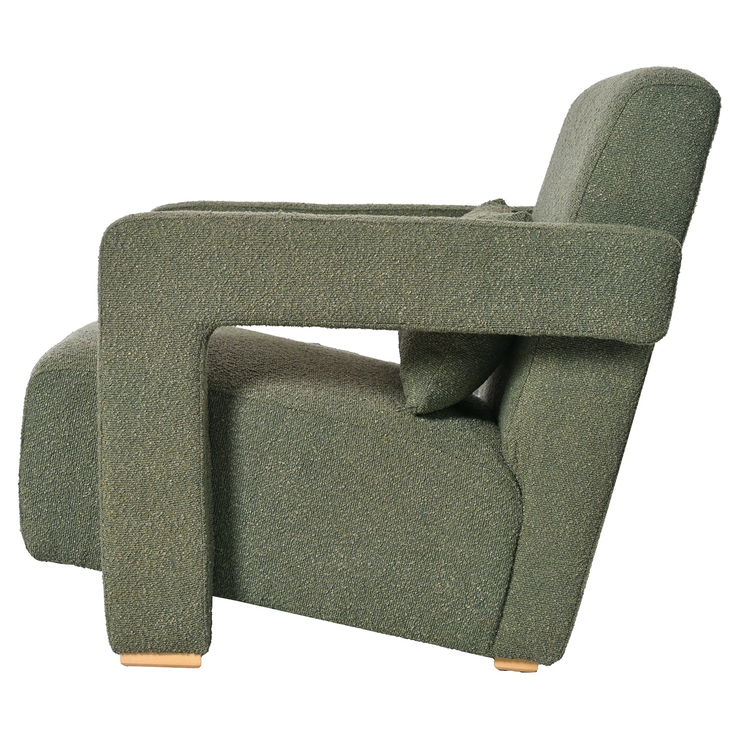 Upholstered Accent Chair with Wood Legs and Open Arms - Image 4