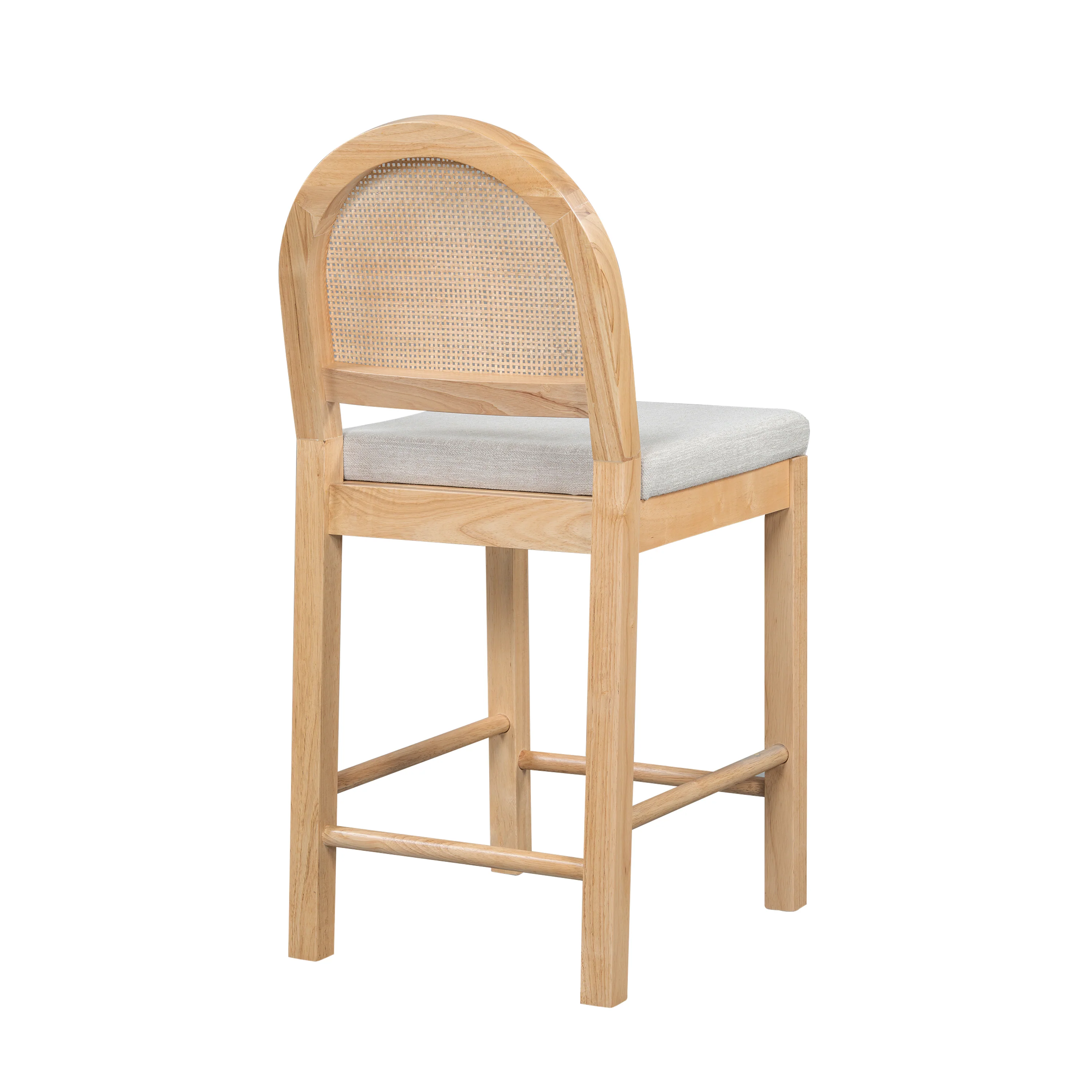 Upholstered Counter Stool with Arched Rattan Back 24.5", Set of 2 - Image 6