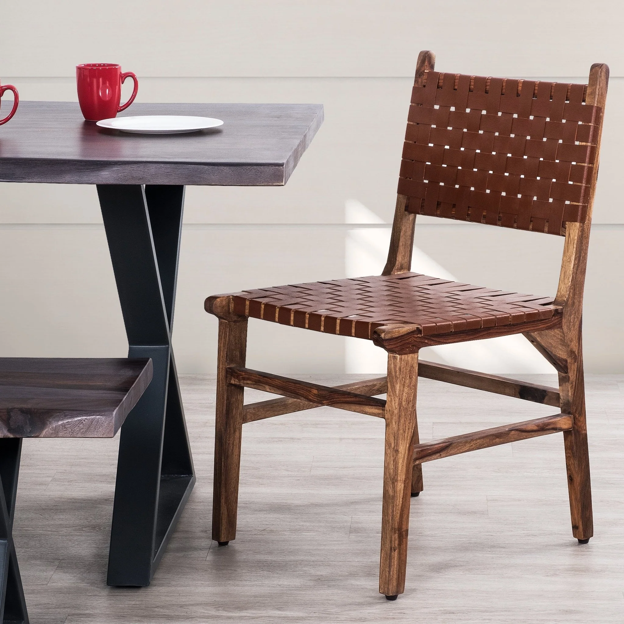 Upholstered Dining Chair with Open Back and Wood Frame, Set of 2 - Image 9