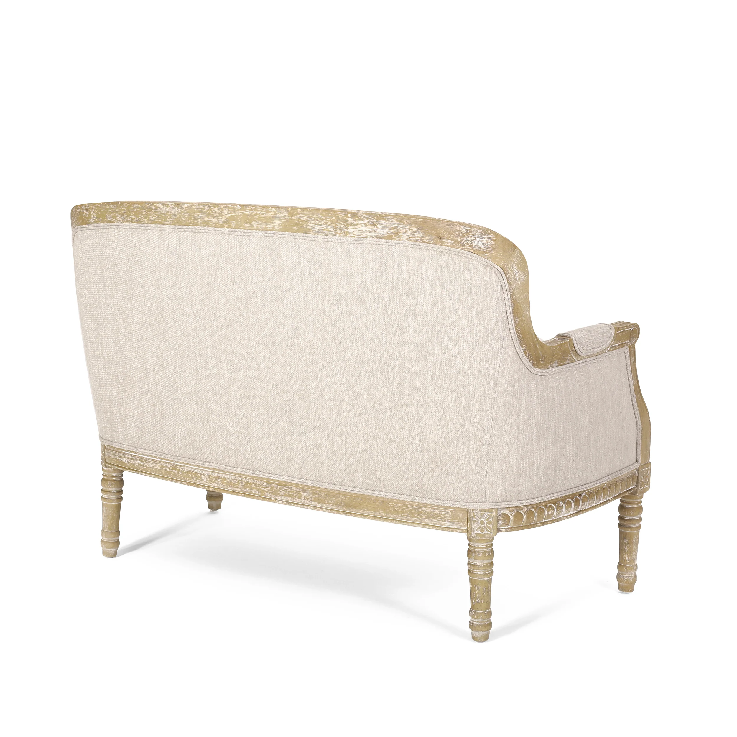 Upholstered Loveseat with Turned Legs and Recessed Arms - Image 4