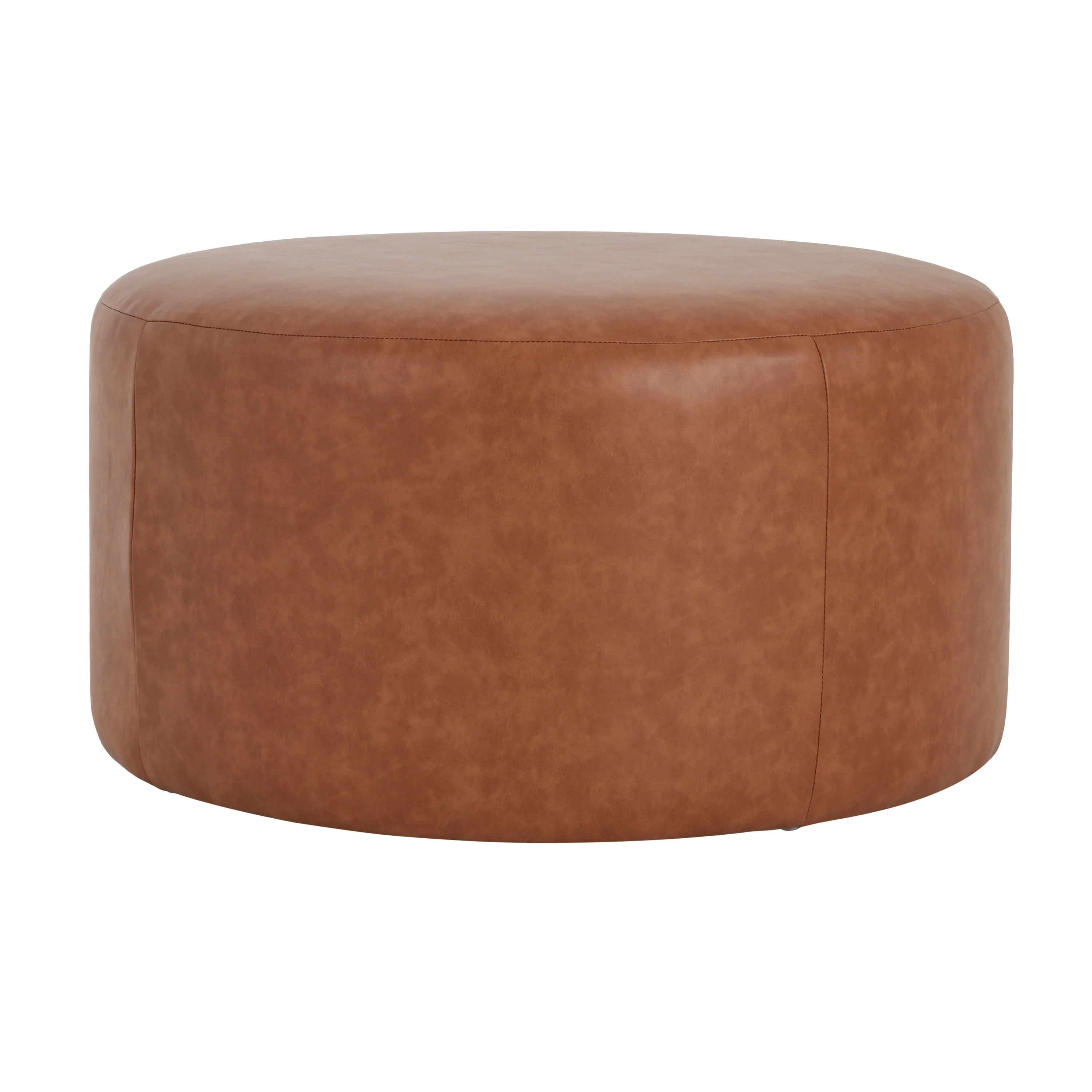 Upholstered Round Vegan Leather Ottoman - Image 17