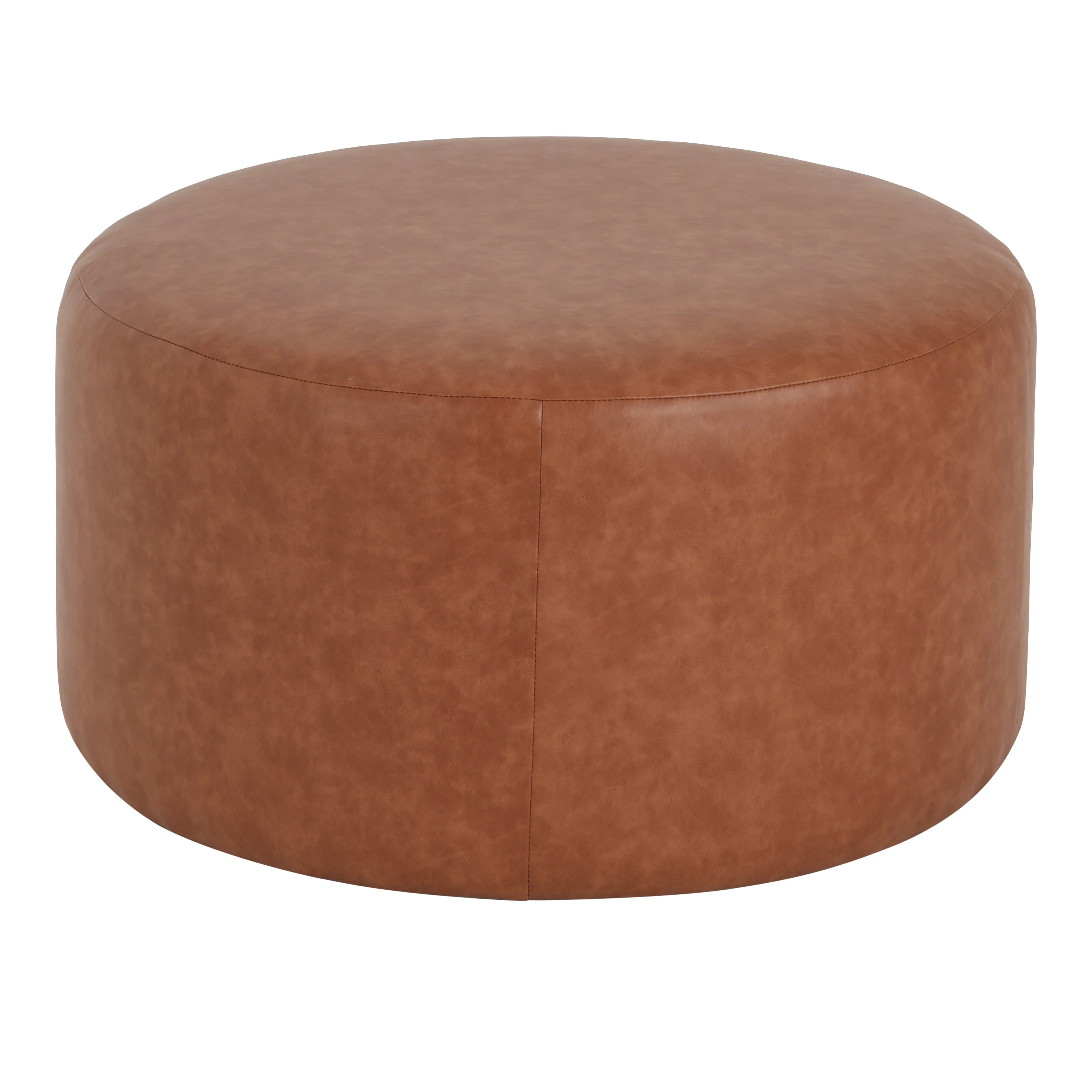Upholstered Round Vegan Leather Ottoman - Image 19