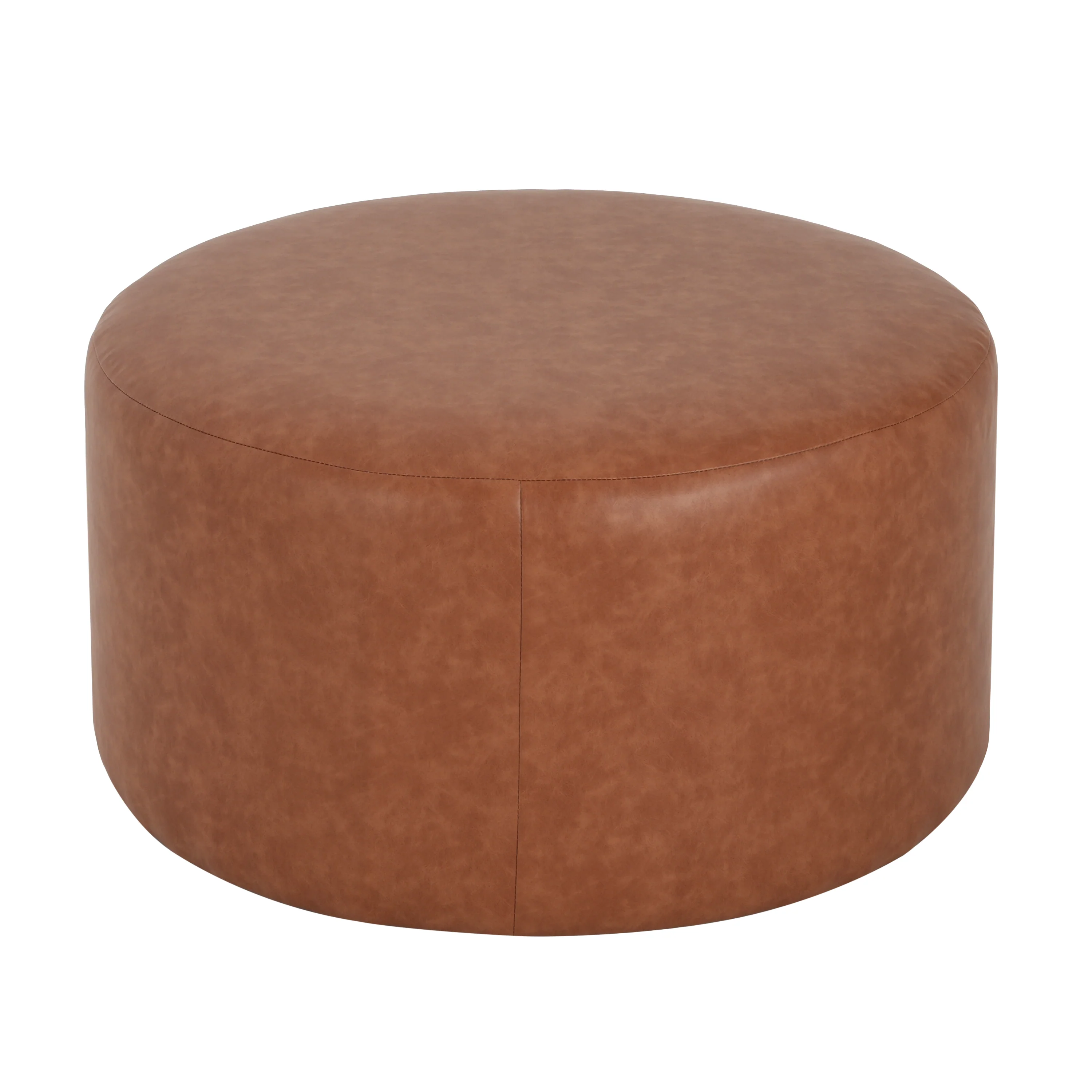 Upholstered Round Vegan Leather Ottoman - Image 20