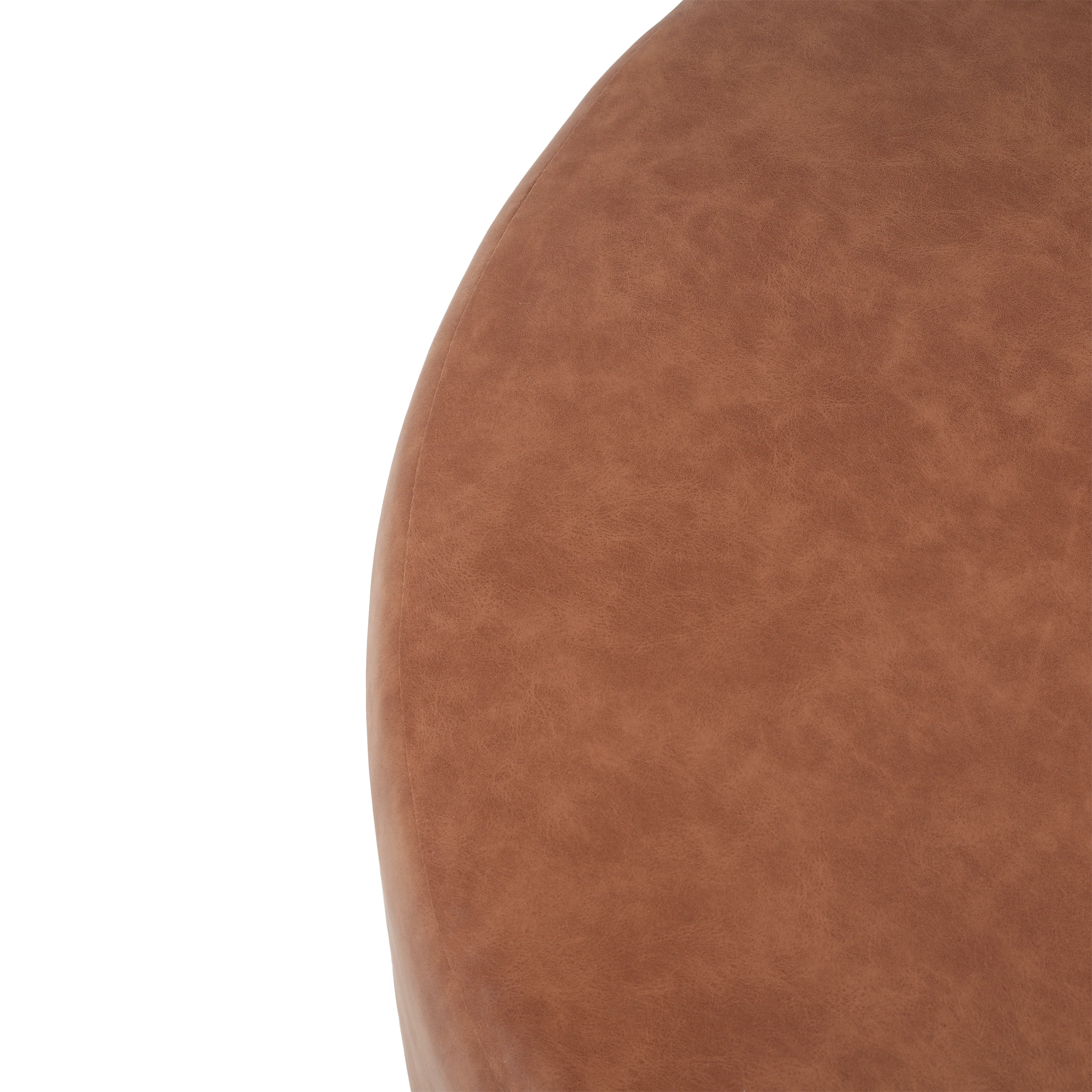 Upholstered Round Vegan Leather Ottoman - Image 21