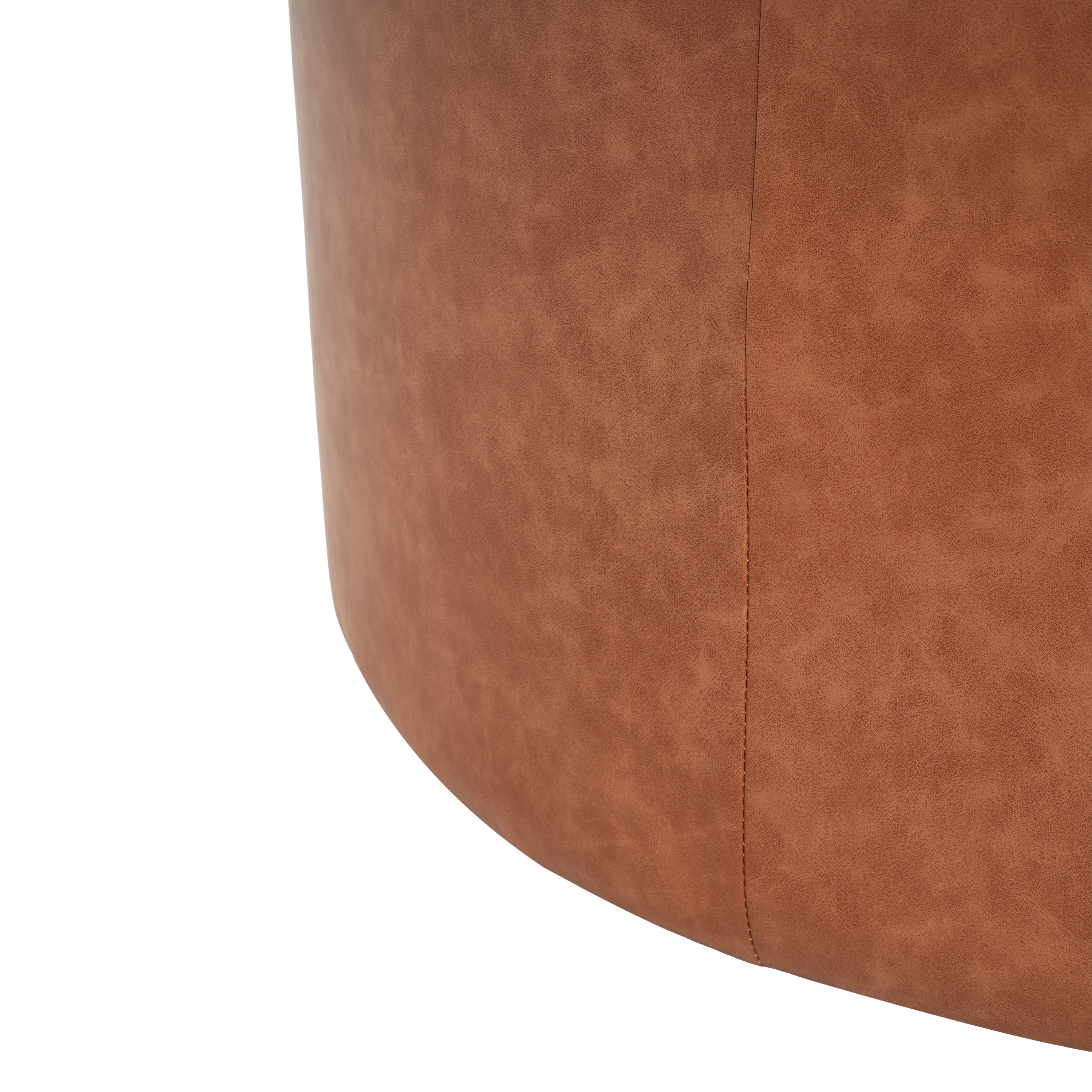 Upholstered Round Vegan Leather Ottoman - Image 23