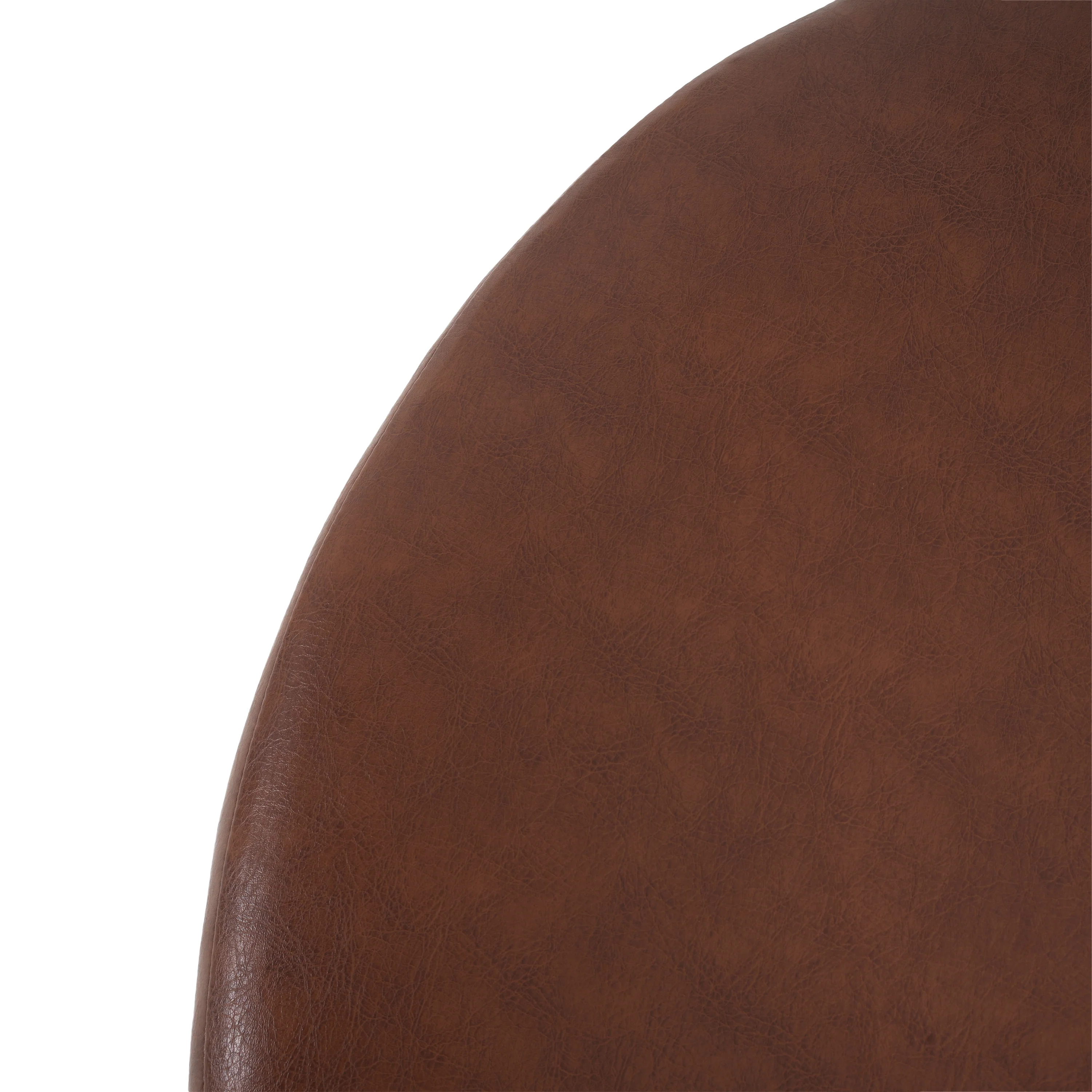 Upholstered Round Vegan Leather Ottoman - Image 9