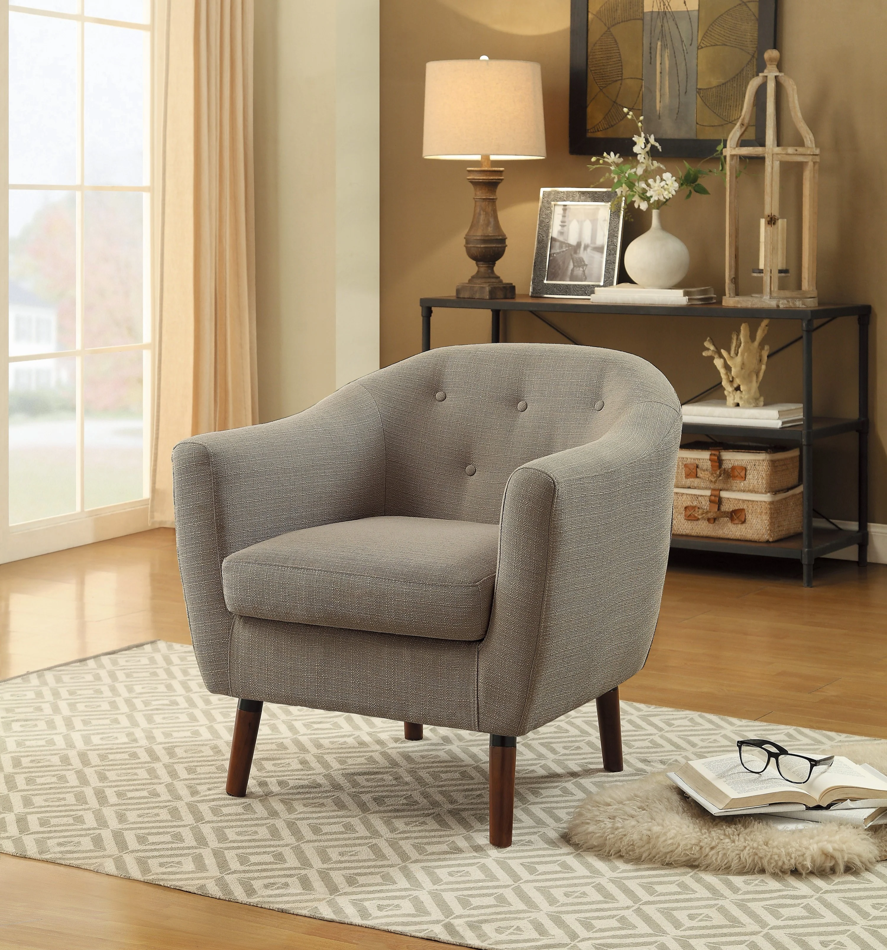 Upholstered Sloped Arm Tufted Club Accent Chair - Image 27