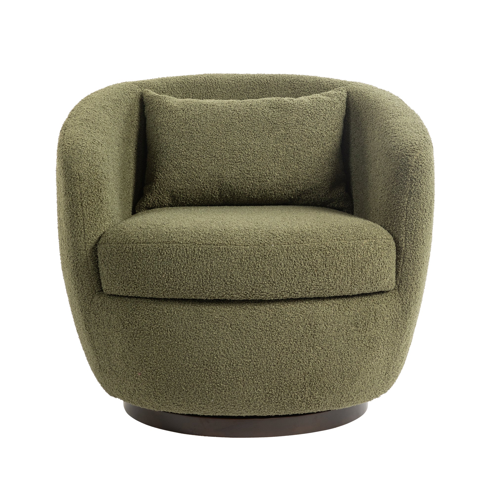 Upholstered Swivel Barrel Chair with Metal Base and Storage - Image 3