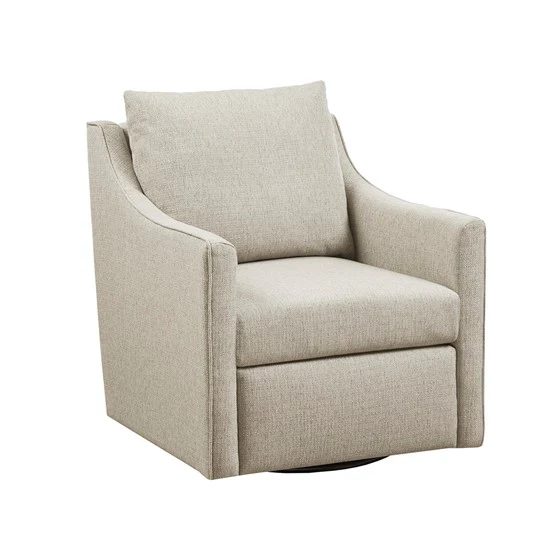 Upholstered Swivel Chair with Sloped Arms and Back Pillow
