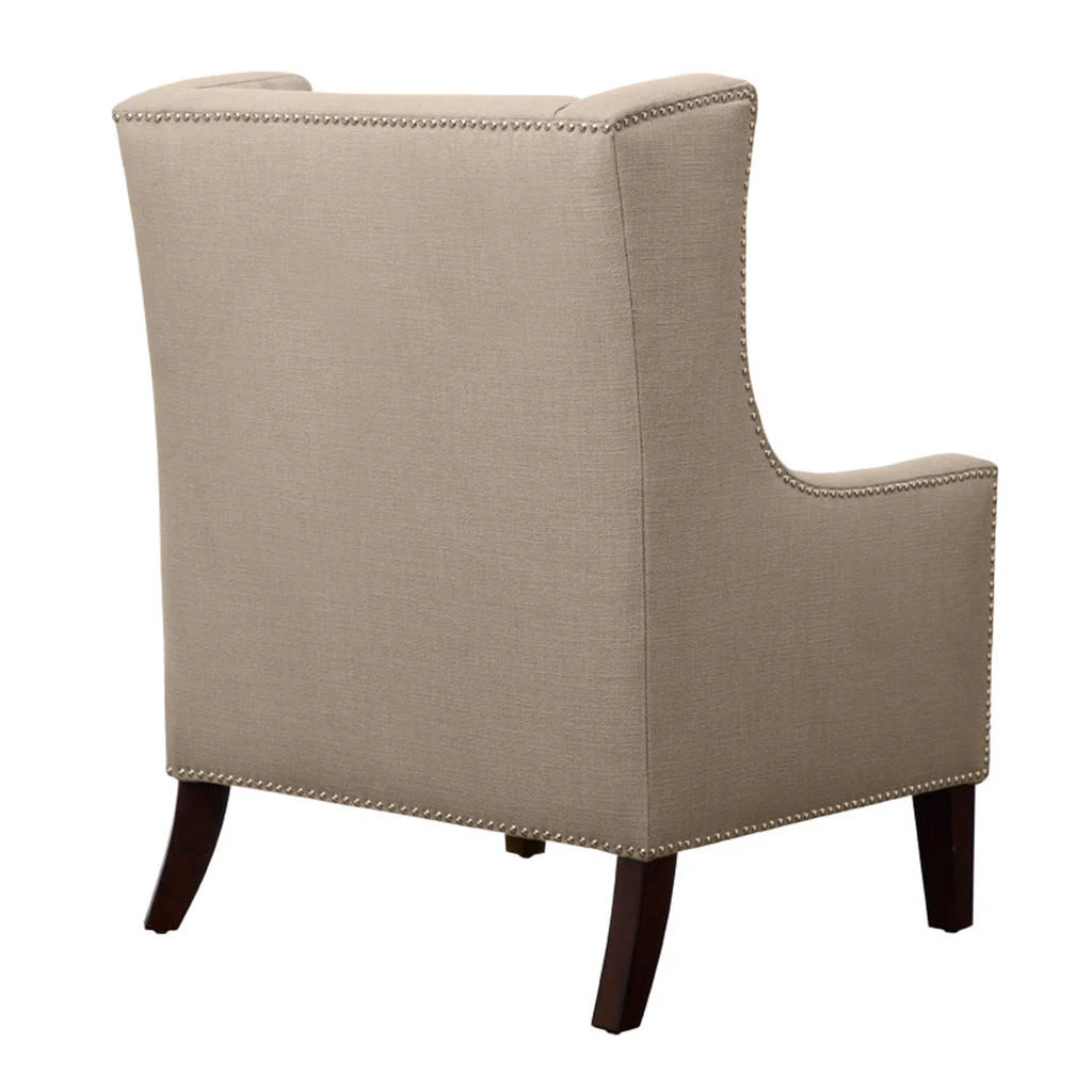 Upholstered Wingback Chair with Nailhead Trim and Removable Cushion - Image 2