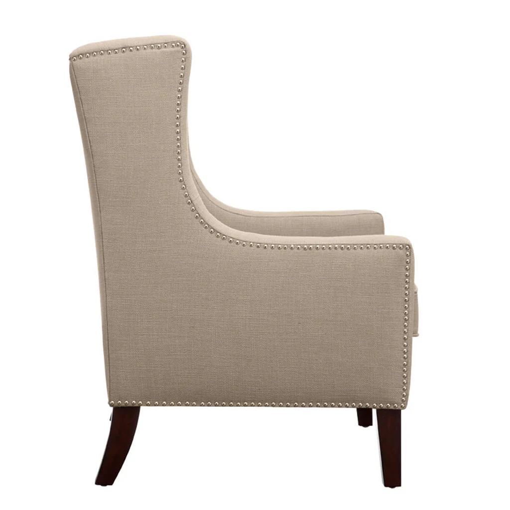 Upholstered Wingback Chair with Nailhead Trim and Removable Cushion - Image 3