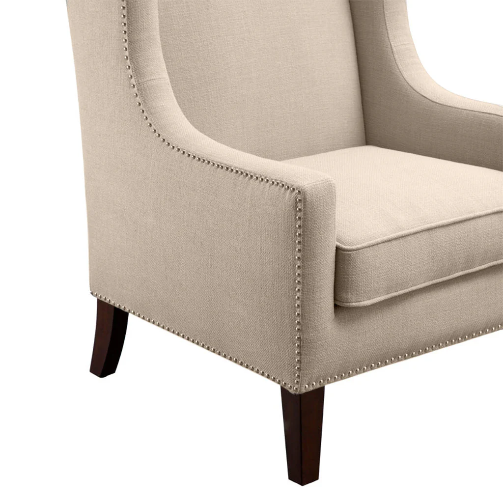Upholstered Wingback Chair with Nailhead Trim and Removable Cushion - Image 4