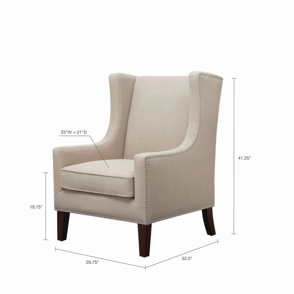 Upholstered Wingback Chair with Nailhead Trim and Removable Cushion - Image 5