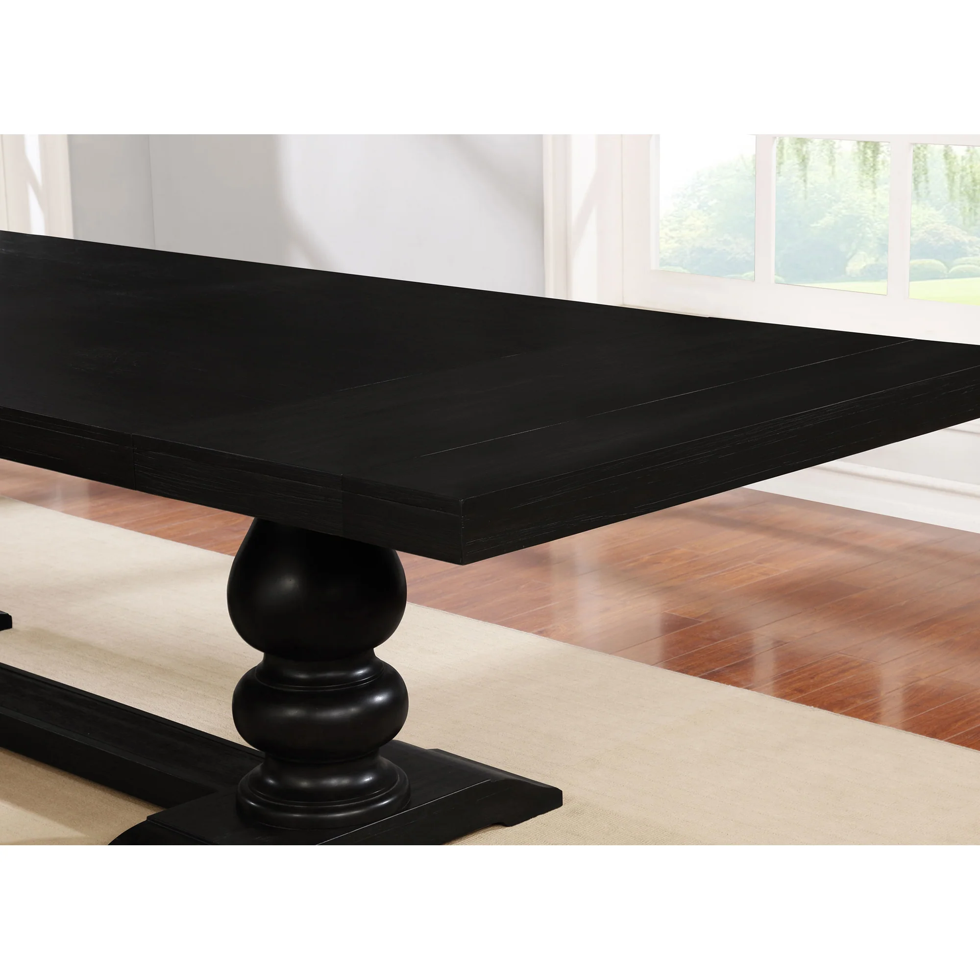 Vallerie Antique Noir and Grey Dining Set with Upholstered Dining Chairs - Image 9