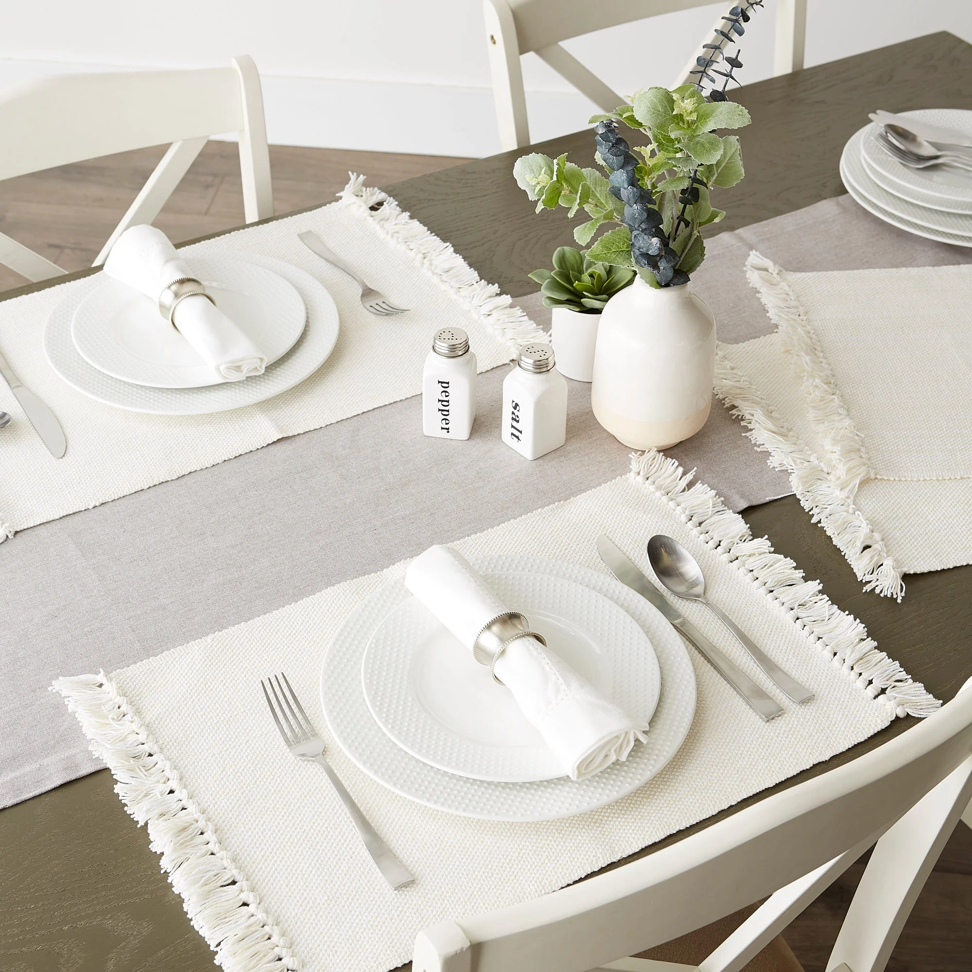Variegated Fringe 13X19" Nautical Blue Cotton Placemat Set Of 6 - Image 4