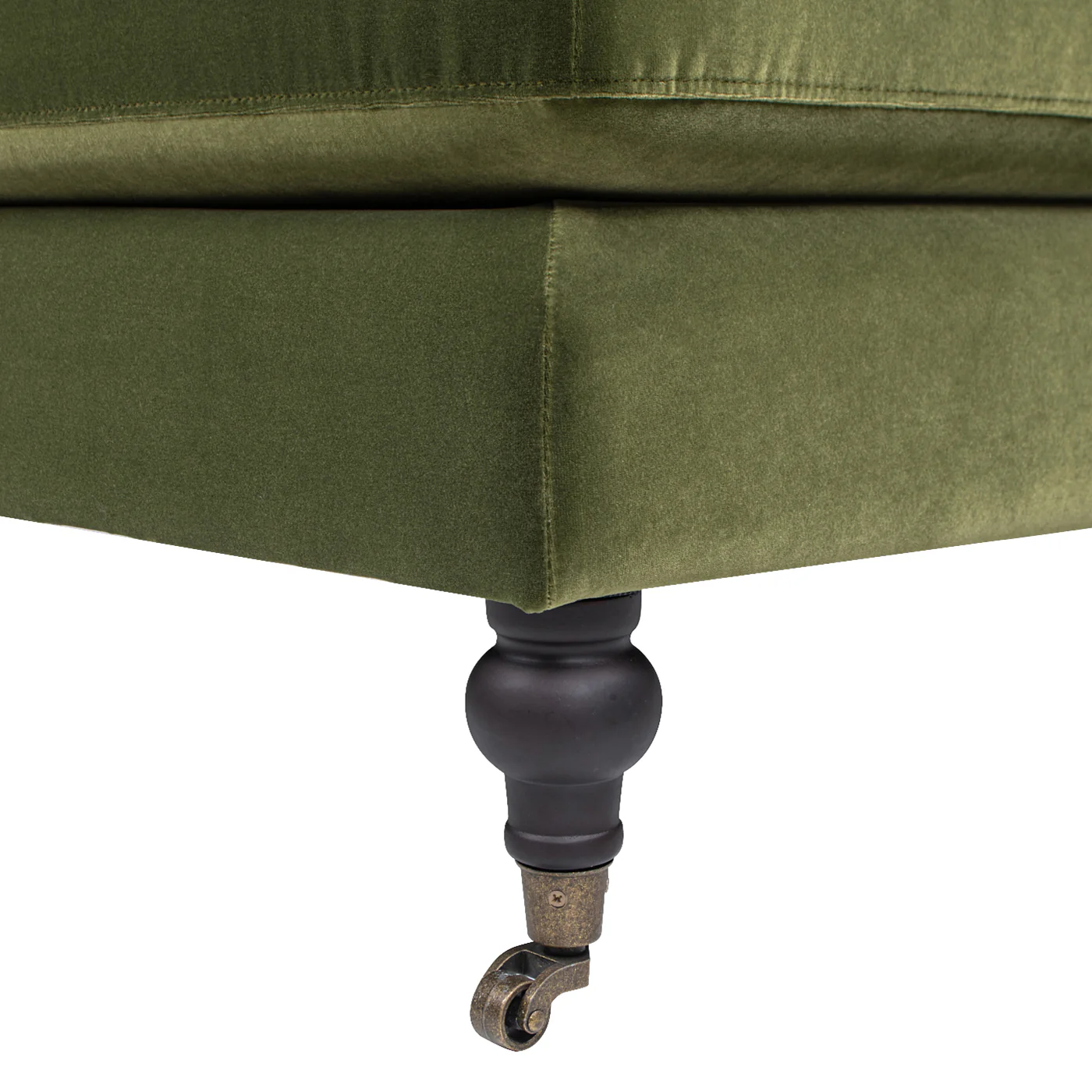 Velvet Chaise Lounge with Metal Caster and Rolled Arms - Image 7