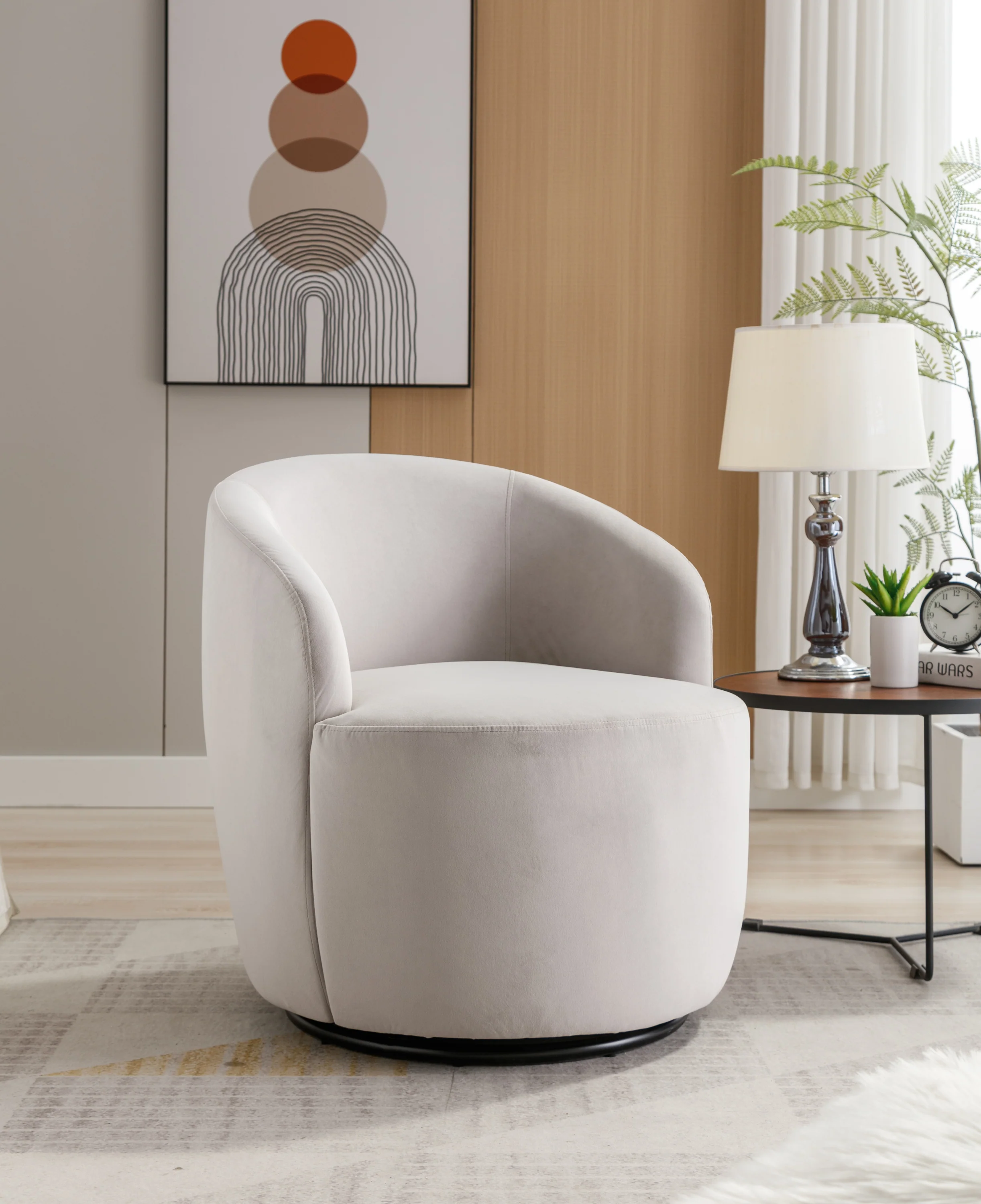 Swivel Barrel Accent Chair with Velvet Fabric - Image 11