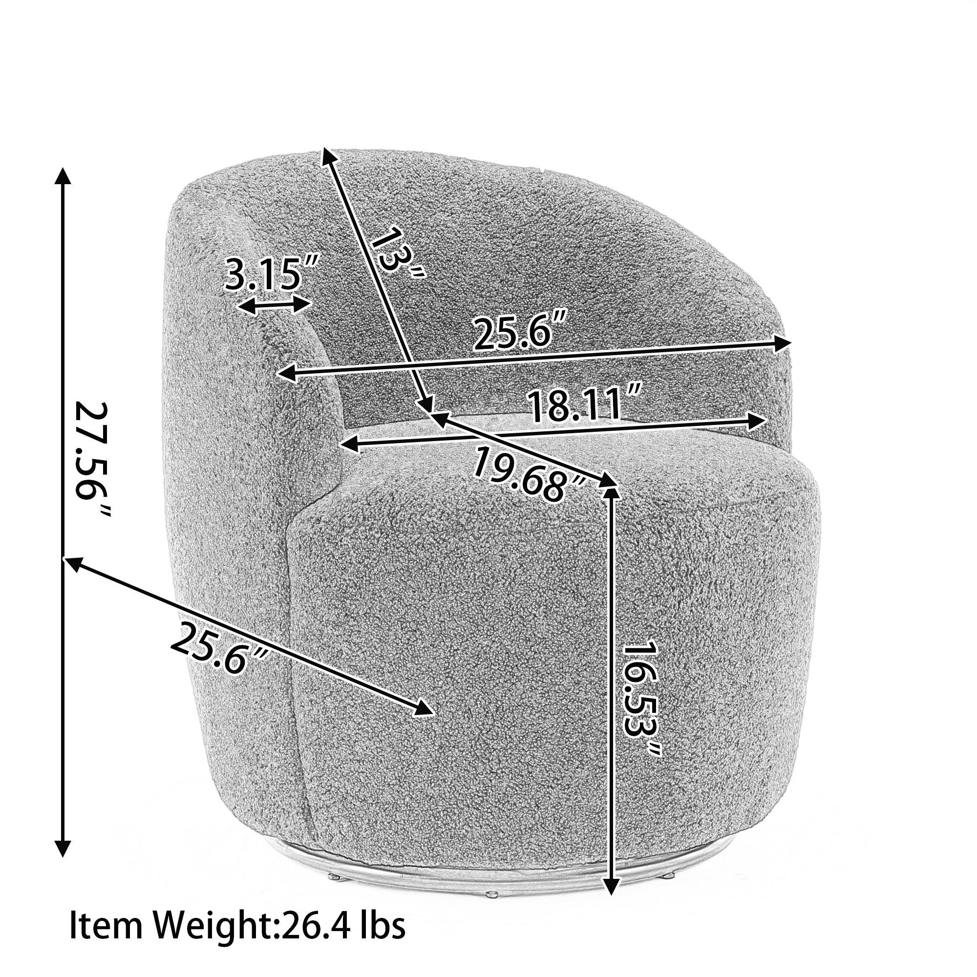 Swivel Barrel Accent Chair with Velvet Fabric - Image 15