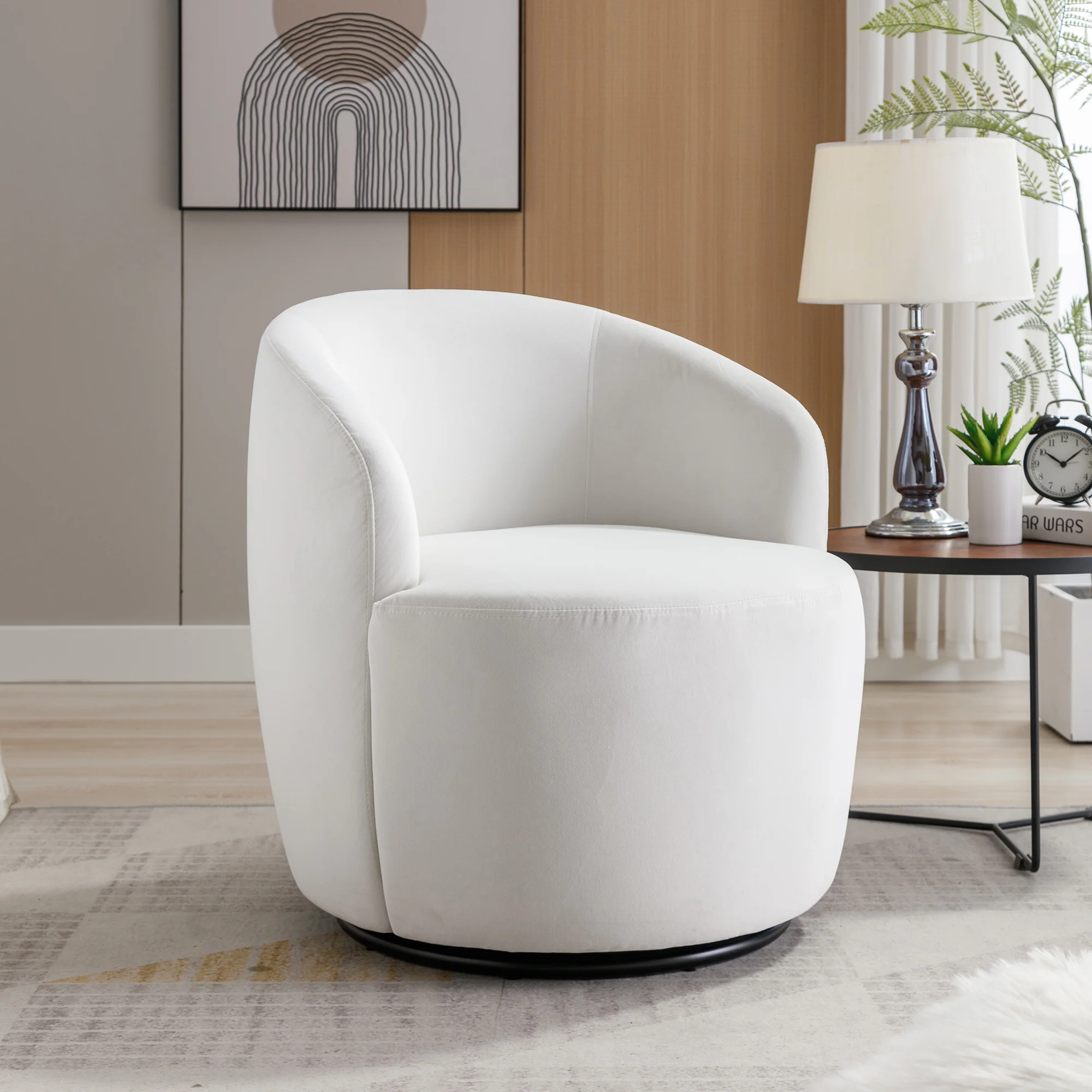 Swivel Barrel Accent Chair with Velvet Fabric - Image 32