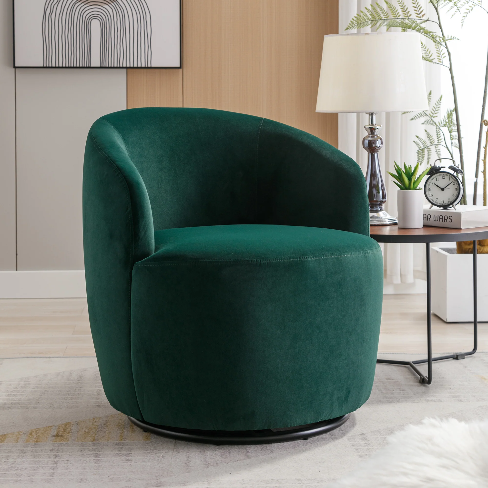 Swivel Barrel Accent Chair with Velvet Fabric - Image 45