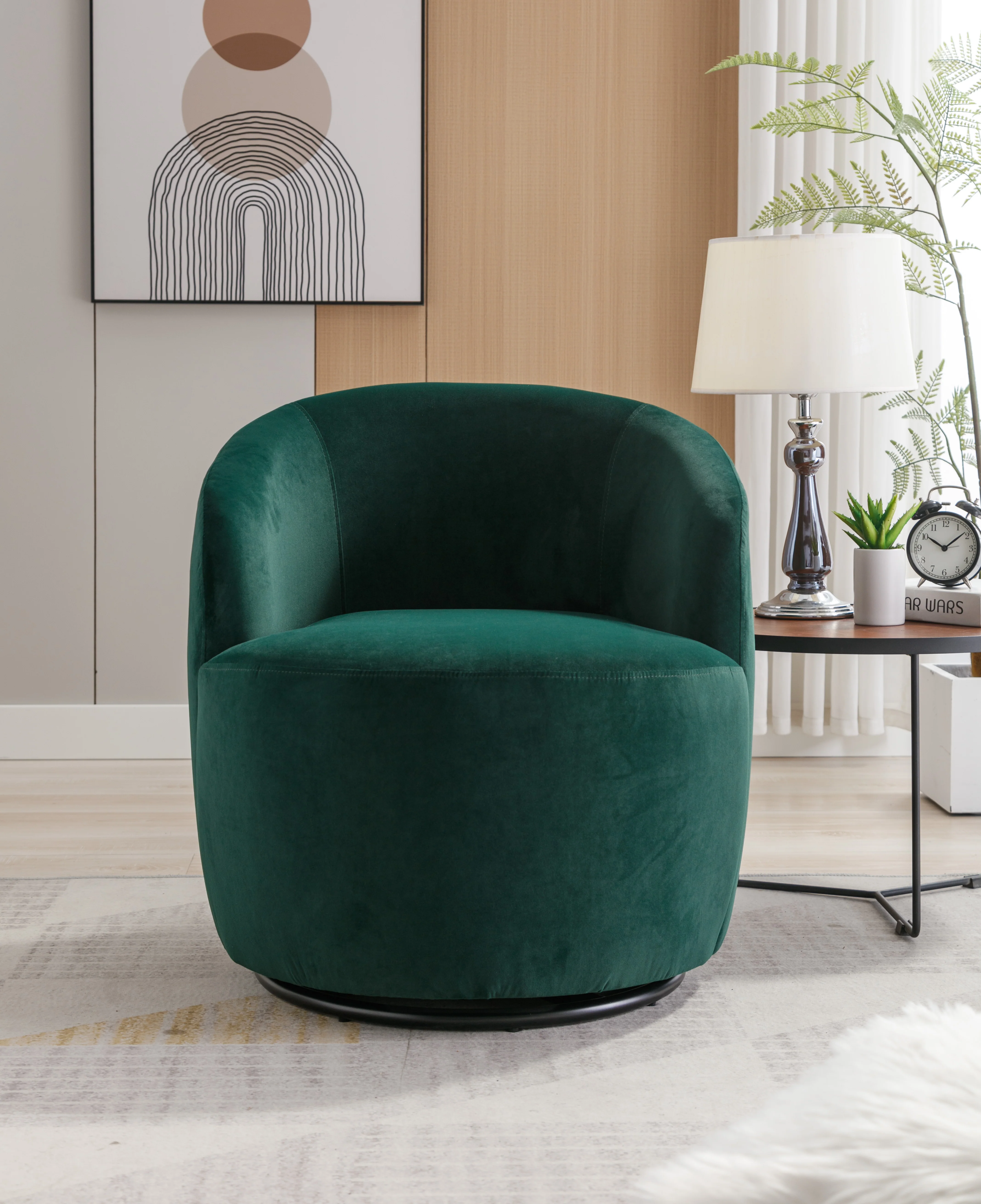Swivel Barrel Accent Chair with Velvet Fabric - Image 47