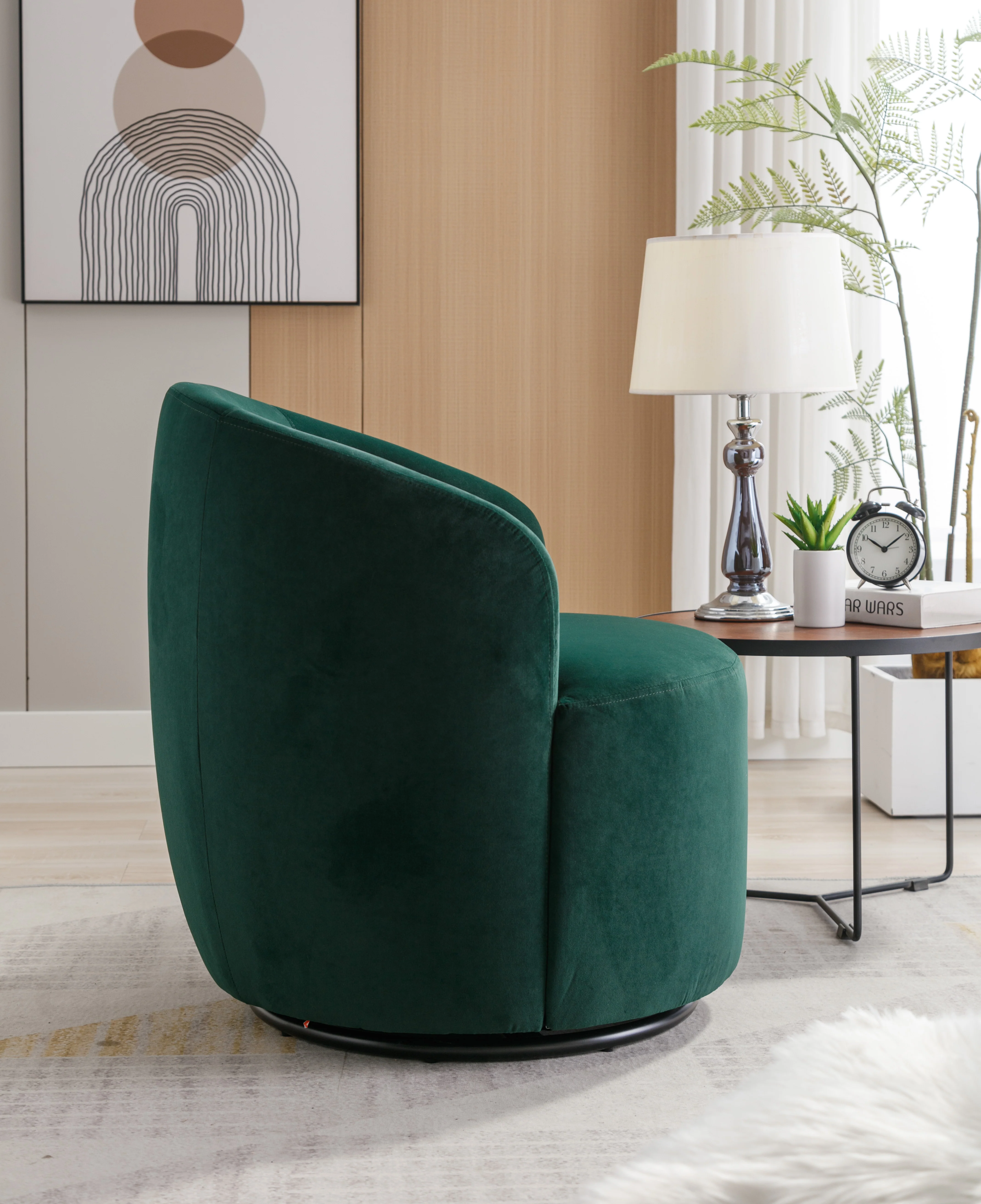 Swivel Barrel Accent Chair with Velvet Fabric - Image 48