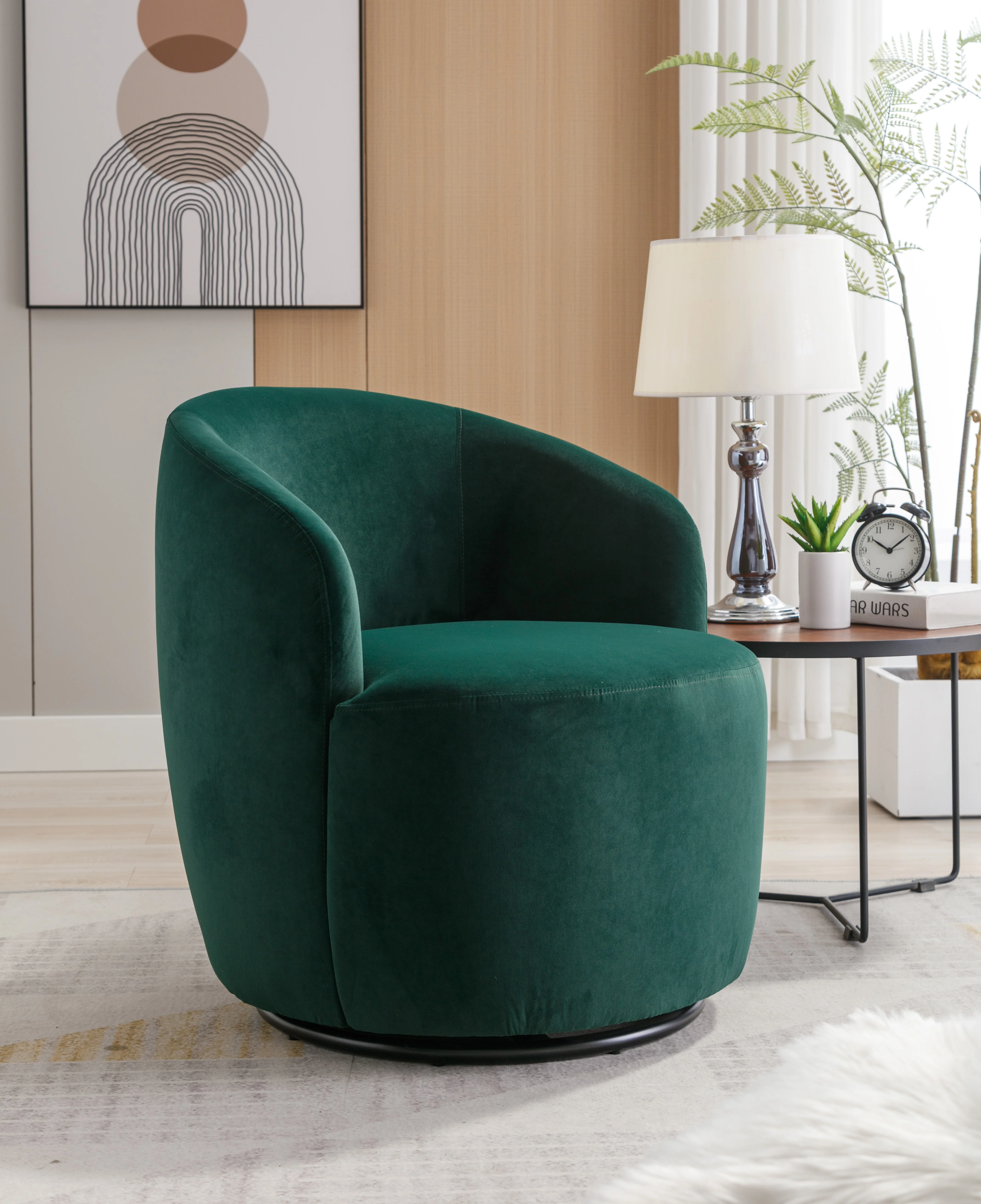 Swivel Barrel Accent Chair with Velvet Fabric - Image 51