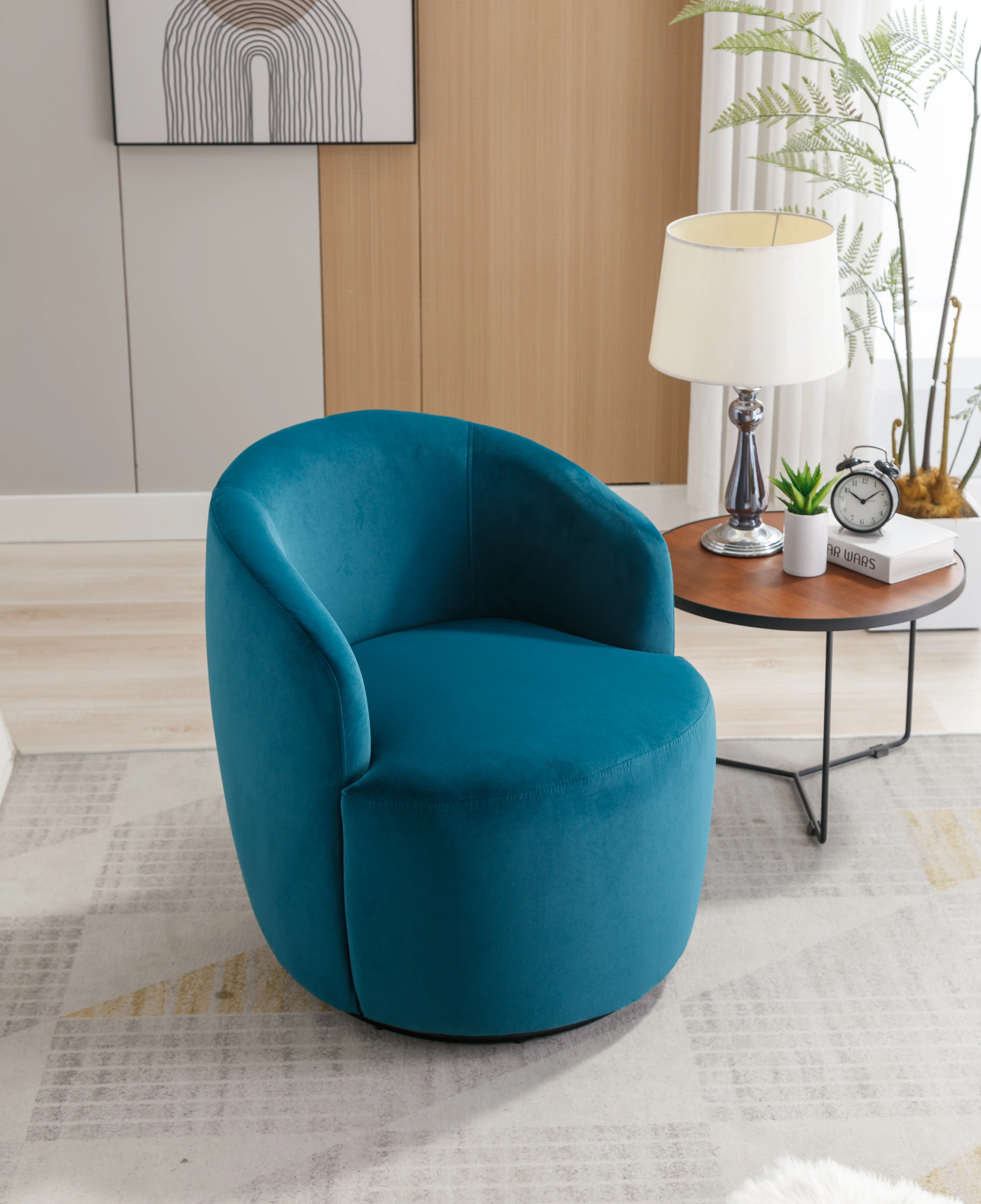 Swivel Barrel Accent Chair with Velvet Fabric - Image 59