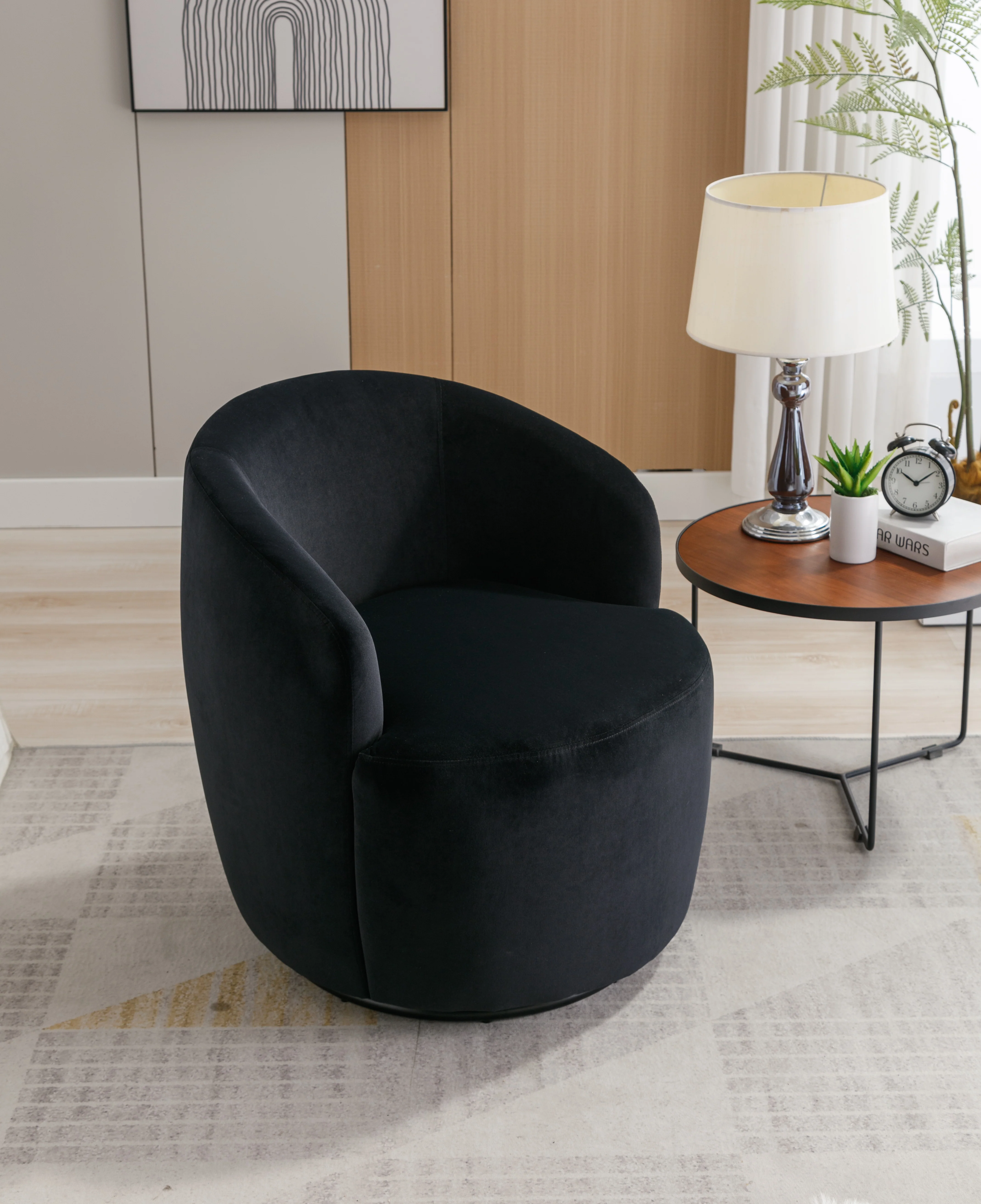 Swivel Barrel Accent Chair with Velvet Fabric - Image 74