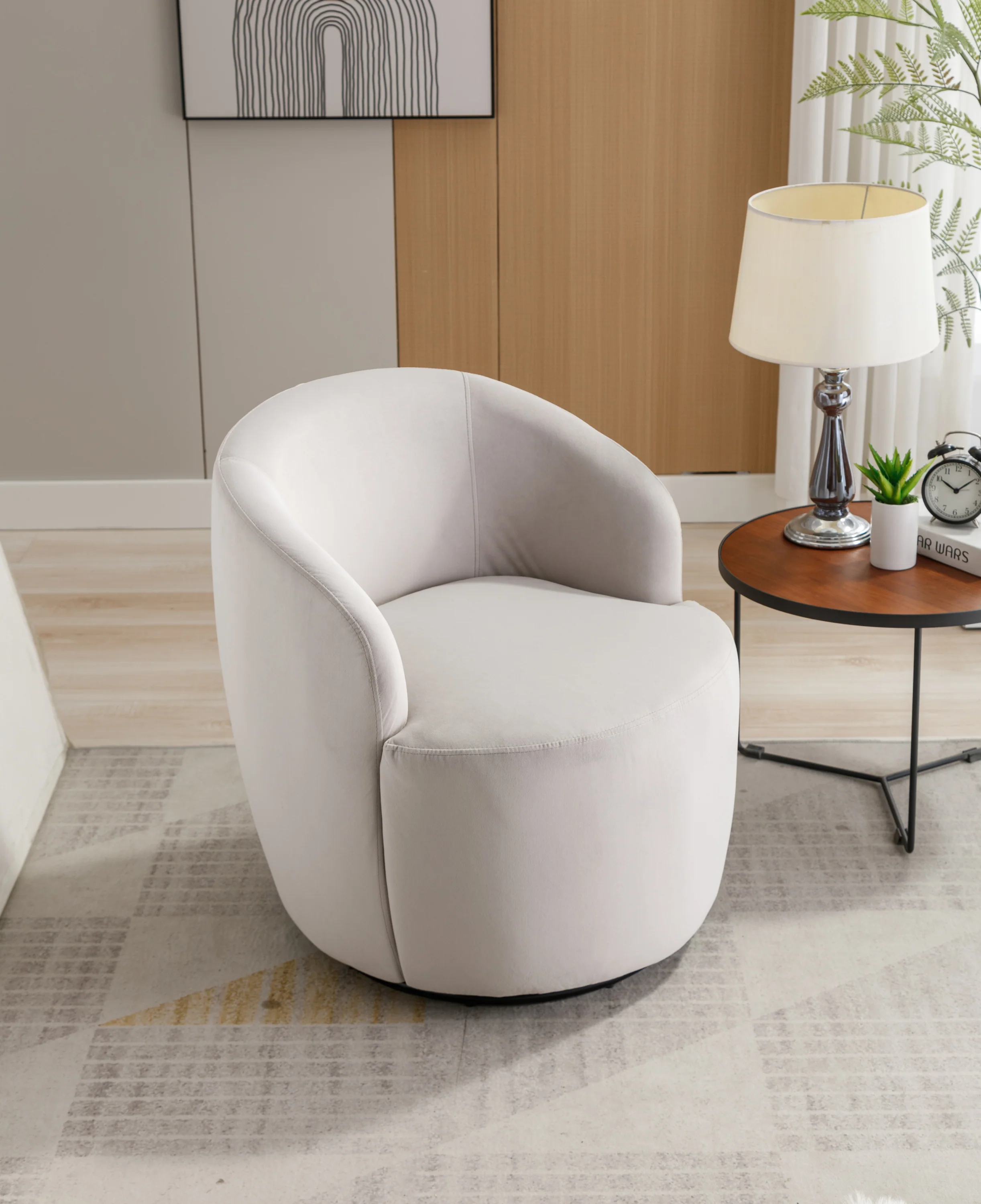 Swivel Barrel Accent Chair with Velvet Fabric - Image 8