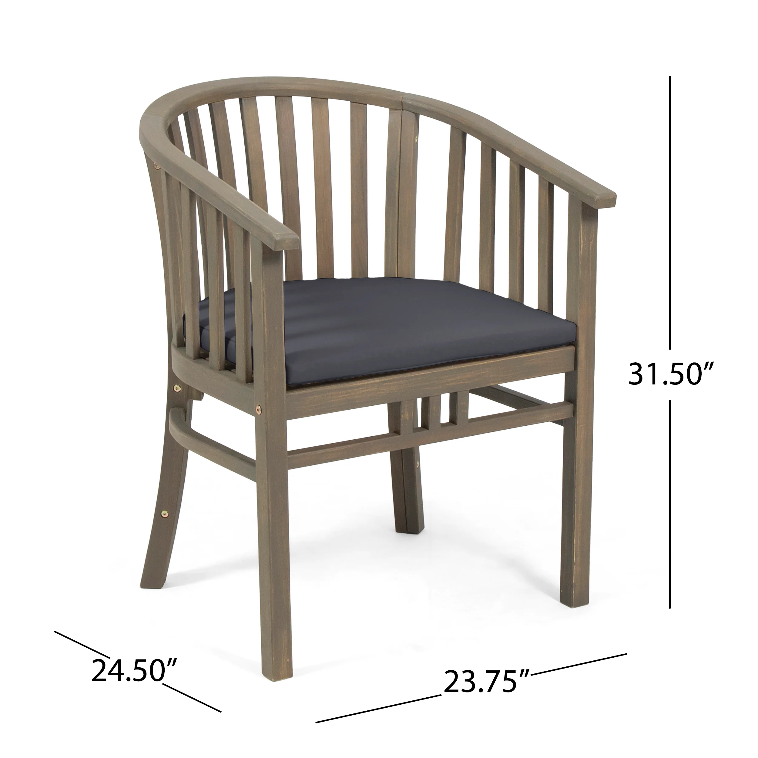 Venerable Outdoor Dining Chair with Slatted Back and Cushion Seat, Set of 2 - Image 10