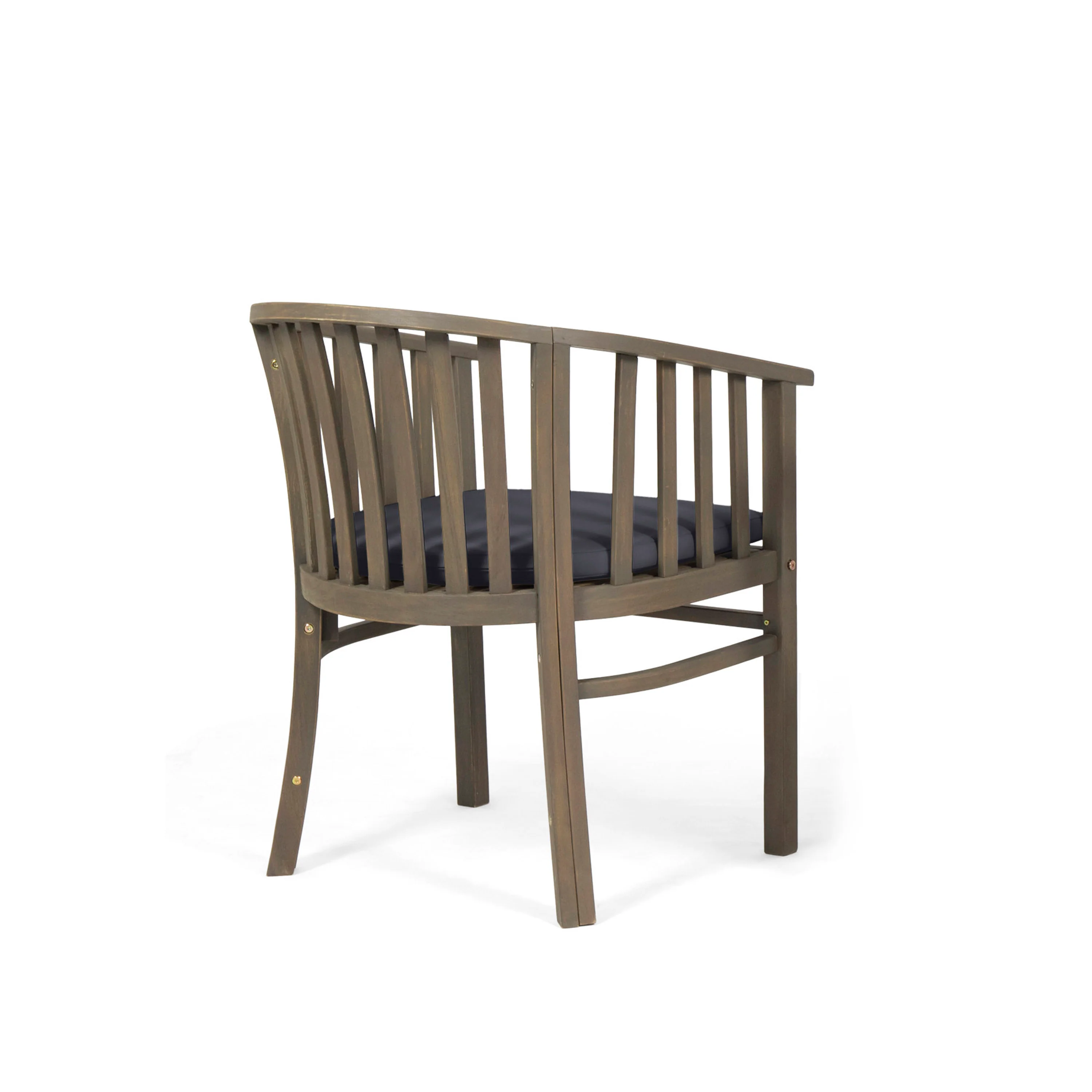 Venerable Outdoor Dining Chair with Slatted Back and Cushion Seat, Set of 2 - Image 5