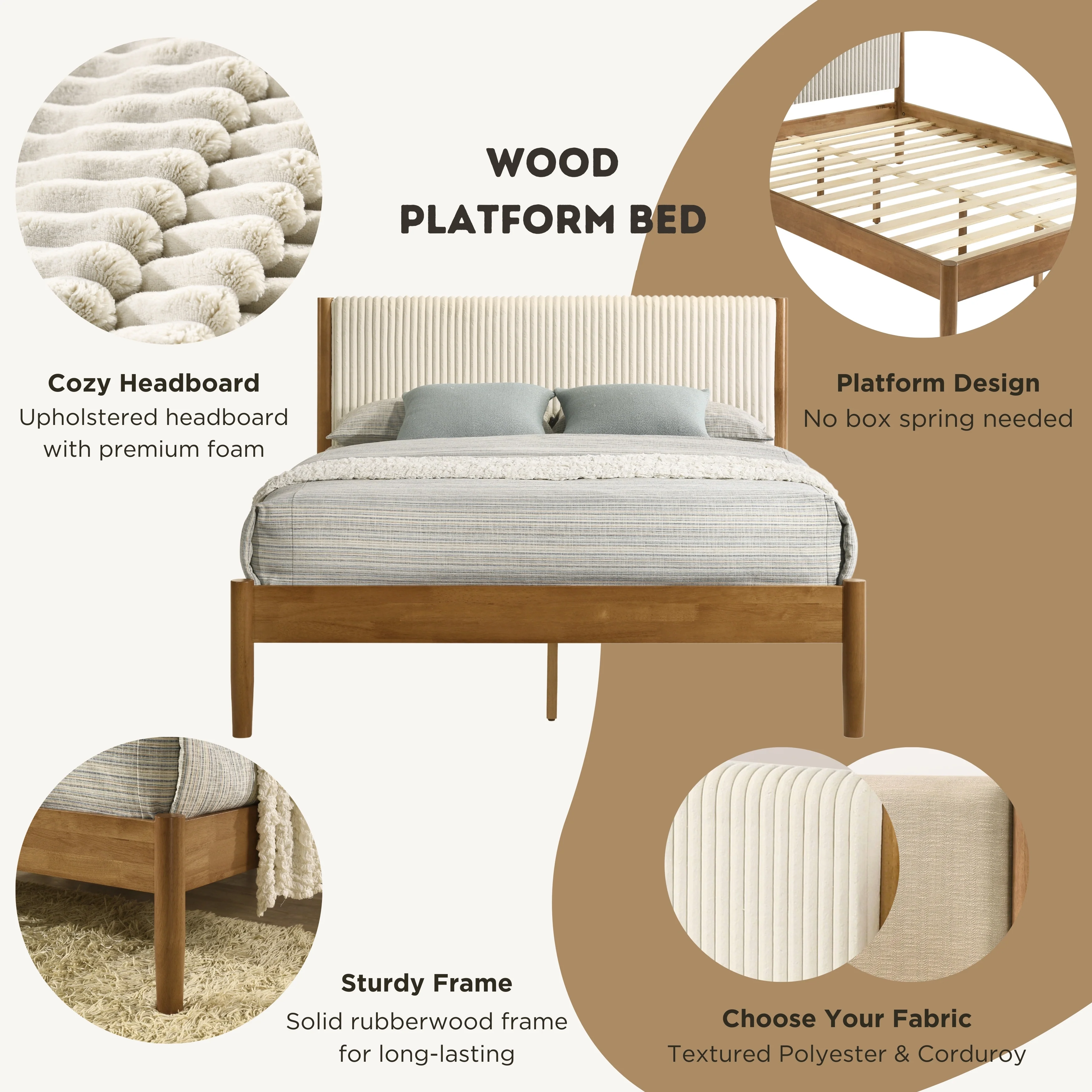 Vichy 4-Piece Rubberwood Queen Bedroom Set - Image 5